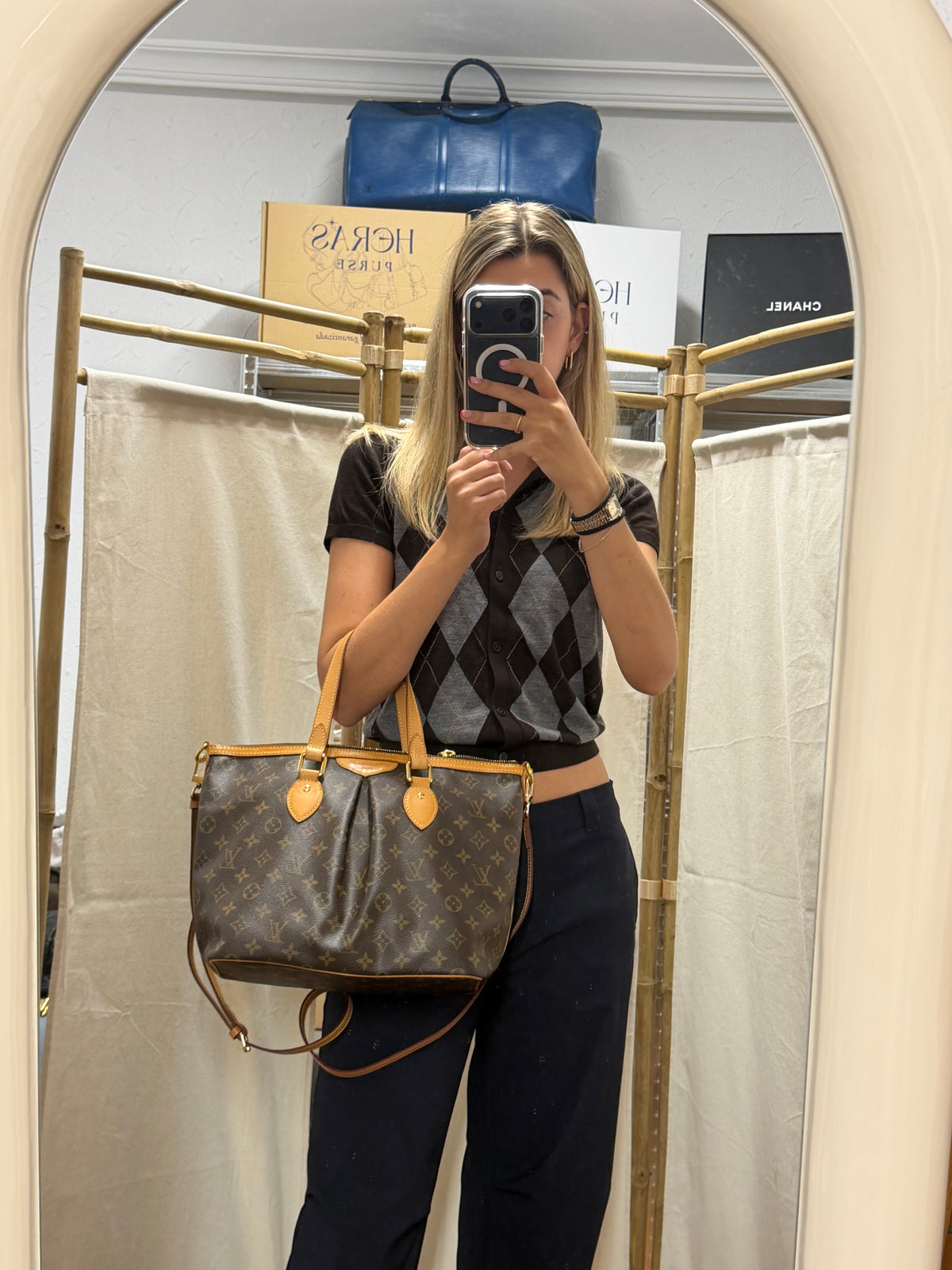 Louis Vuitton Palermo PM Monogram con Bandolera de Piel Heras Purse