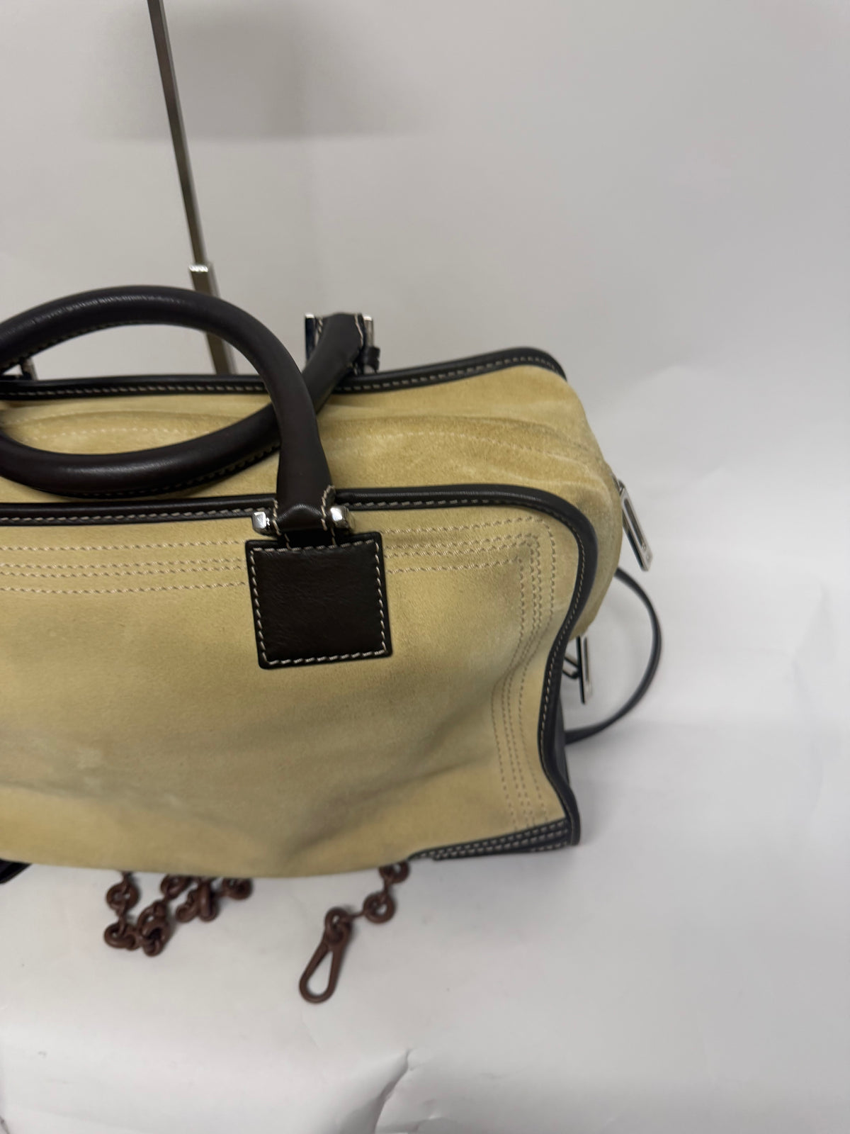 Loewe Amazona 36 Ante oro Beige y Piel Marrón Oscuro