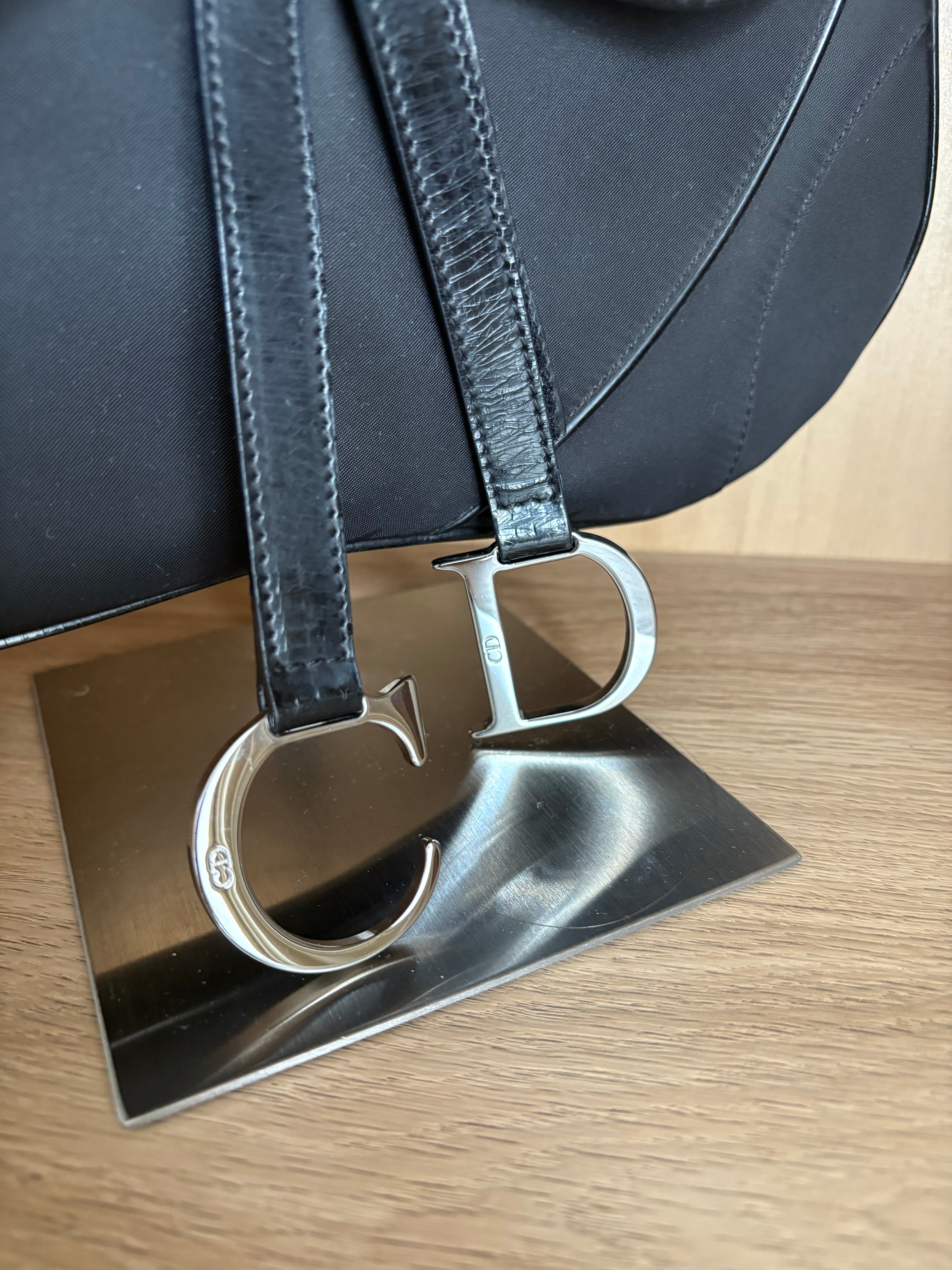 Bolso Dior Double Saddle Bag en Nylon Negro – Edición Vintage Galliano