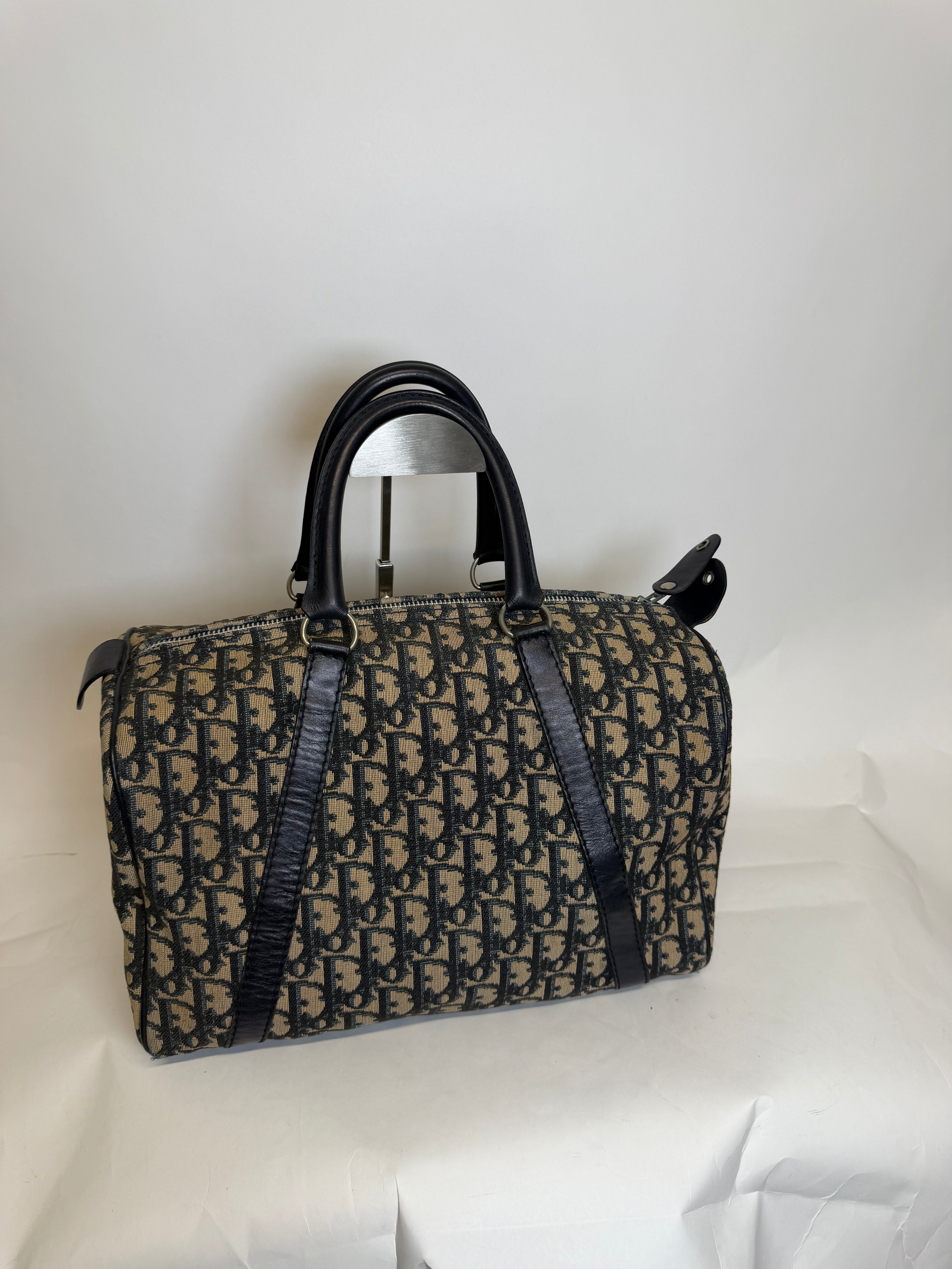 Dior Trotter Boston Lona y Piel Azul Marino