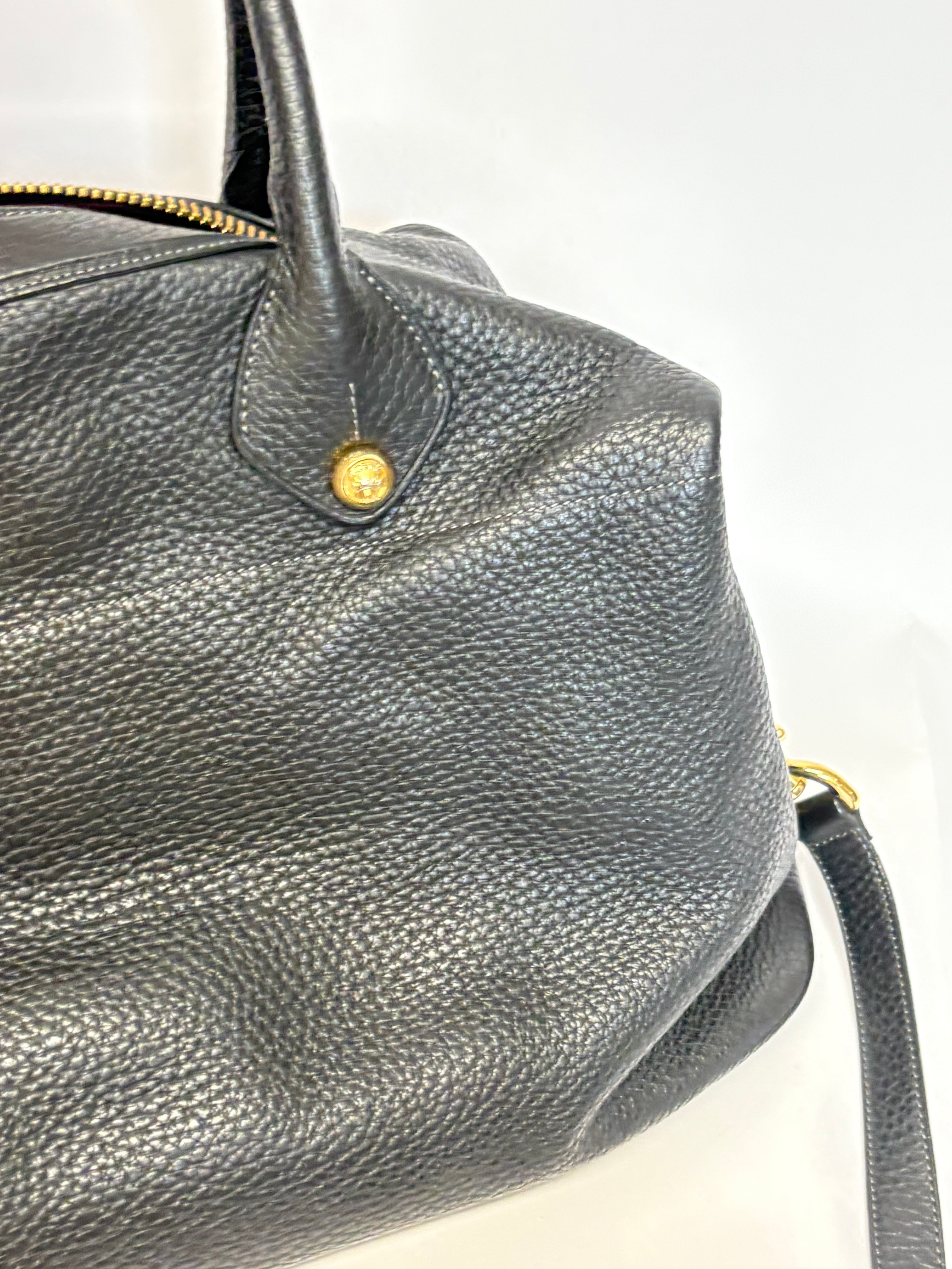 LOEWE Boston Bag Ostrich Pocket Edition Medium Black