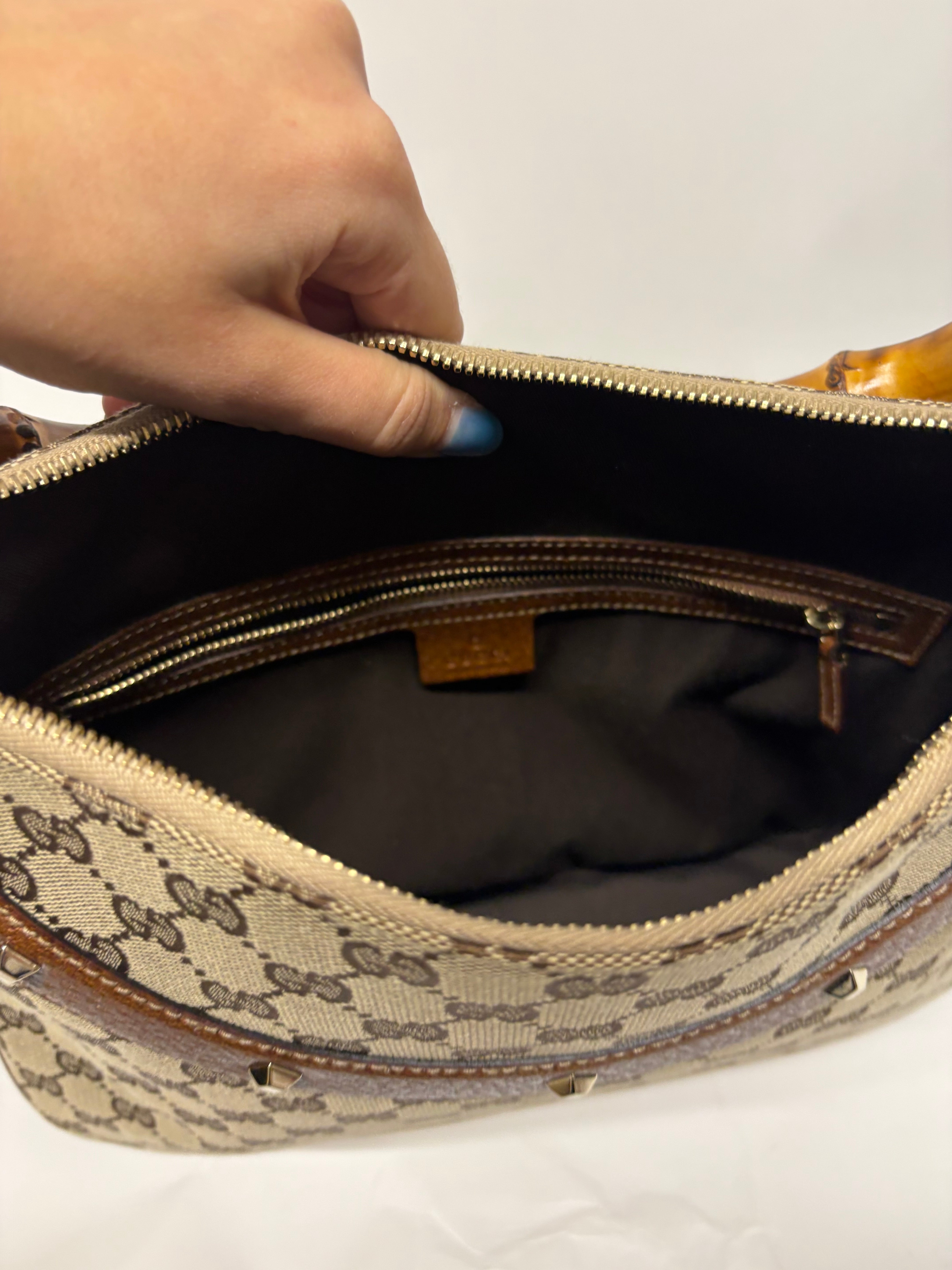 Gucci Bamboo GG Canvas vintage en color marrón