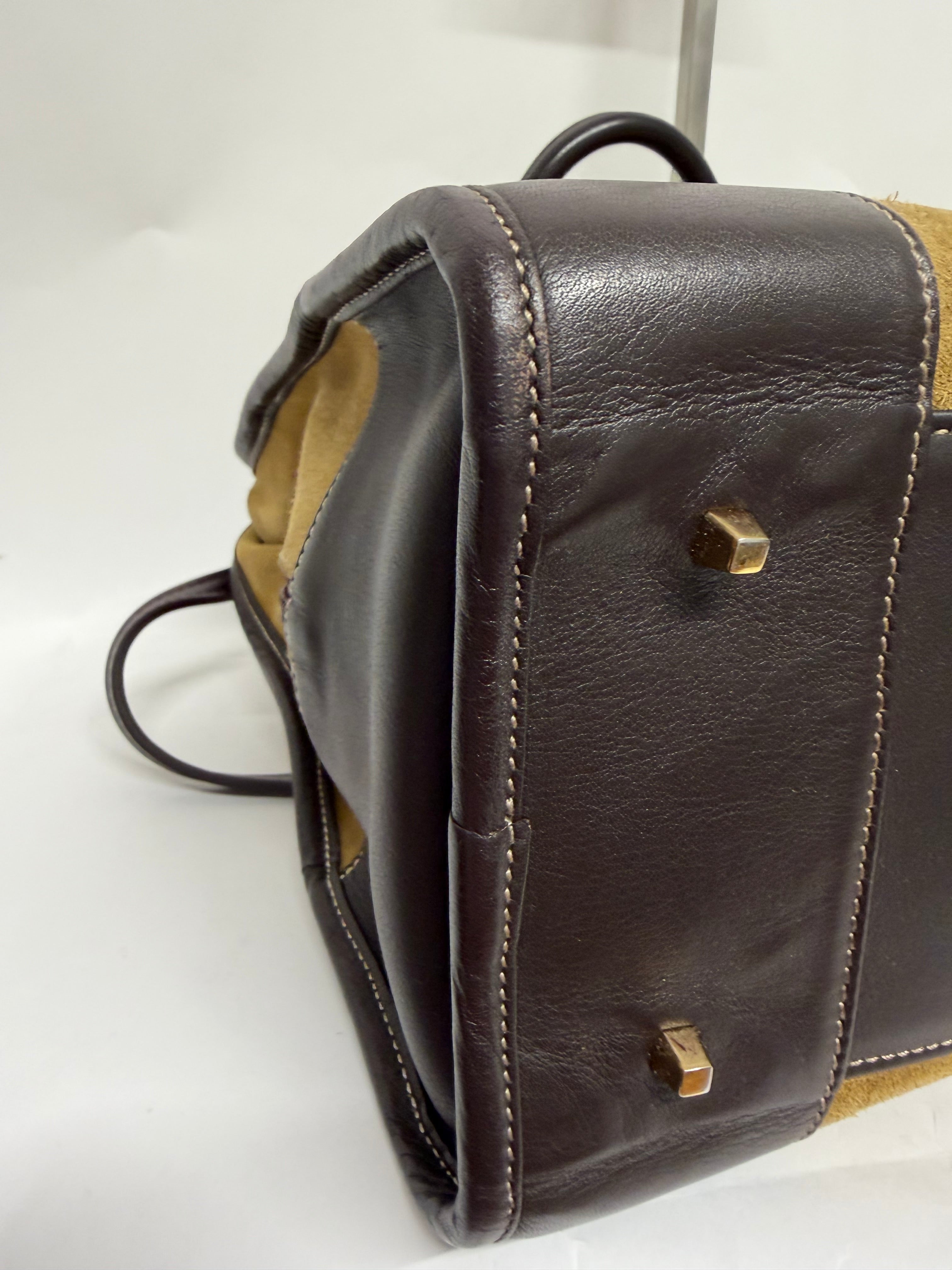 Loewe Amazona 32 Ante Oro y Piel Marrón