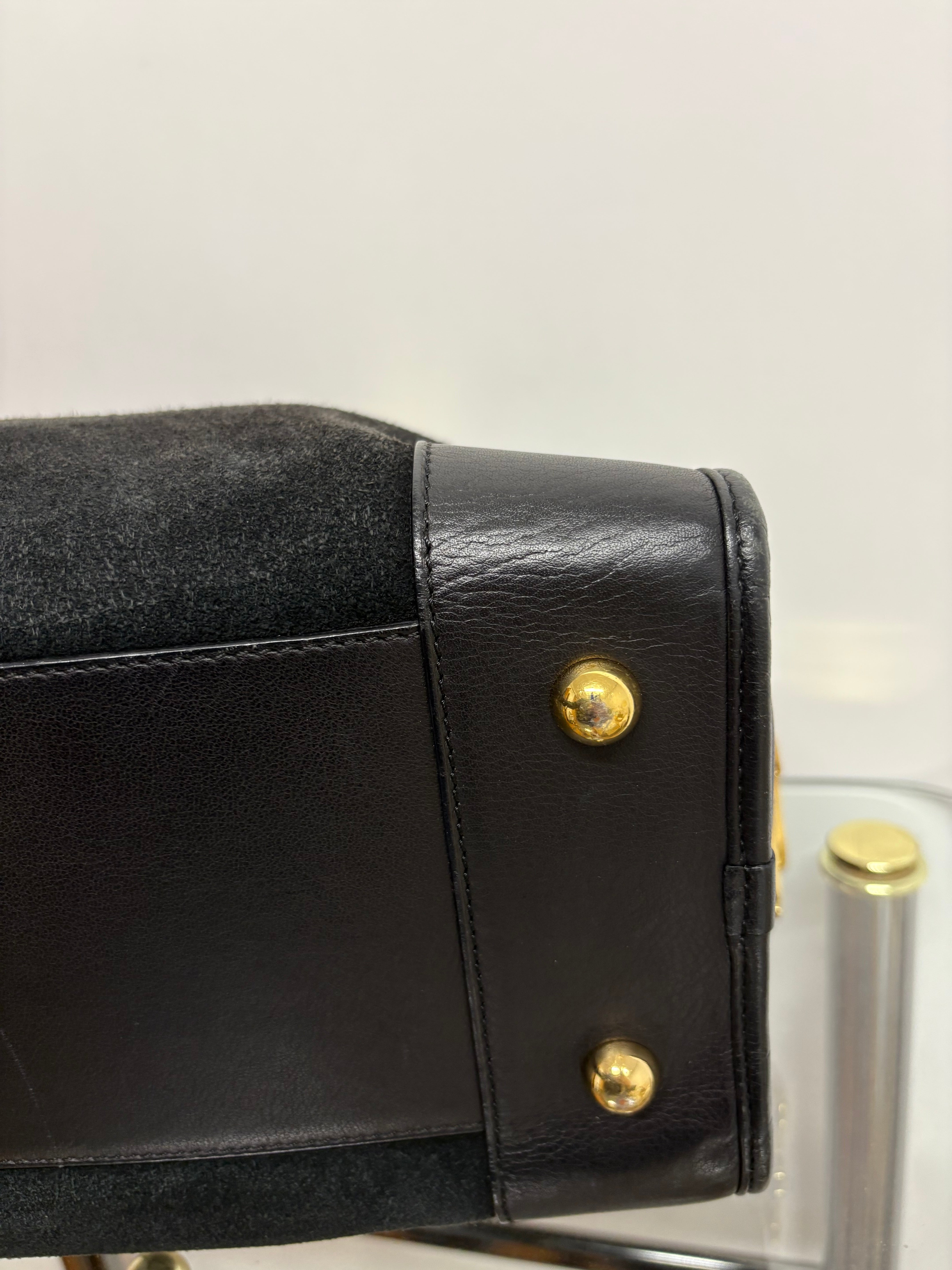 Loewe amazona 35 negro piel ante y piel lisa