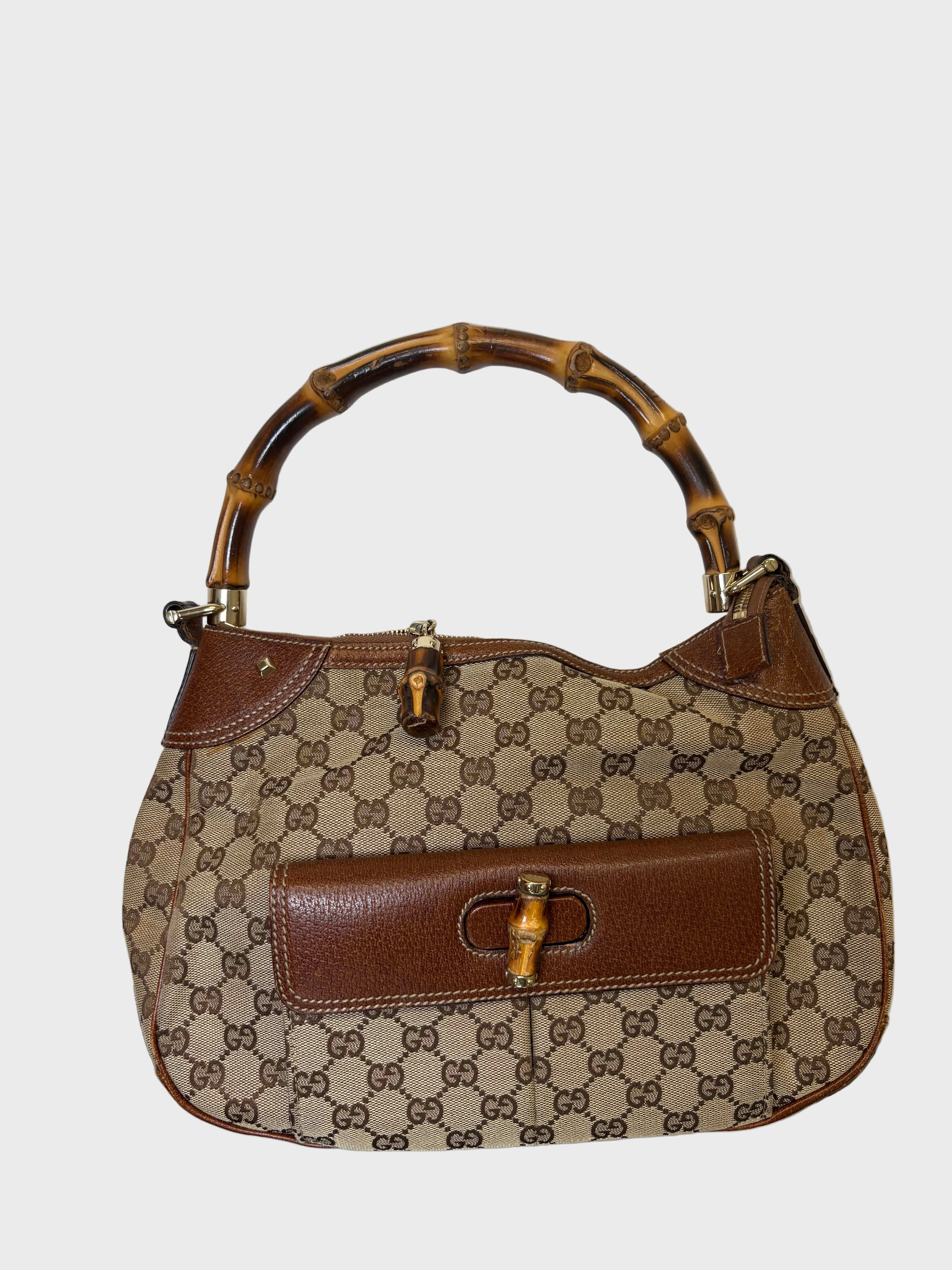 Gucci bamboo gg canvas marrón con bandolera (extra)