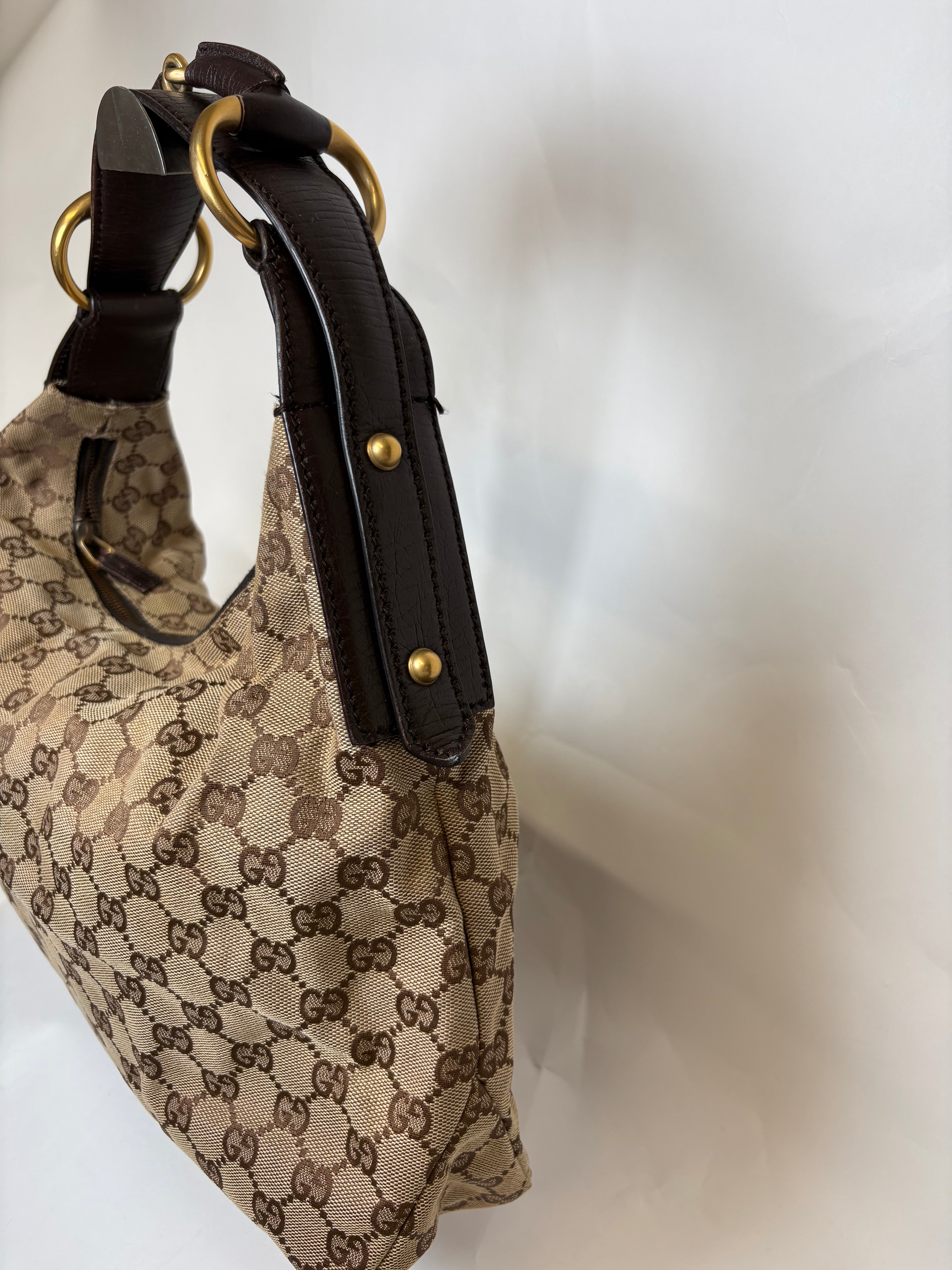 Gucci Horsebit Hobo GG Canvas Marrón