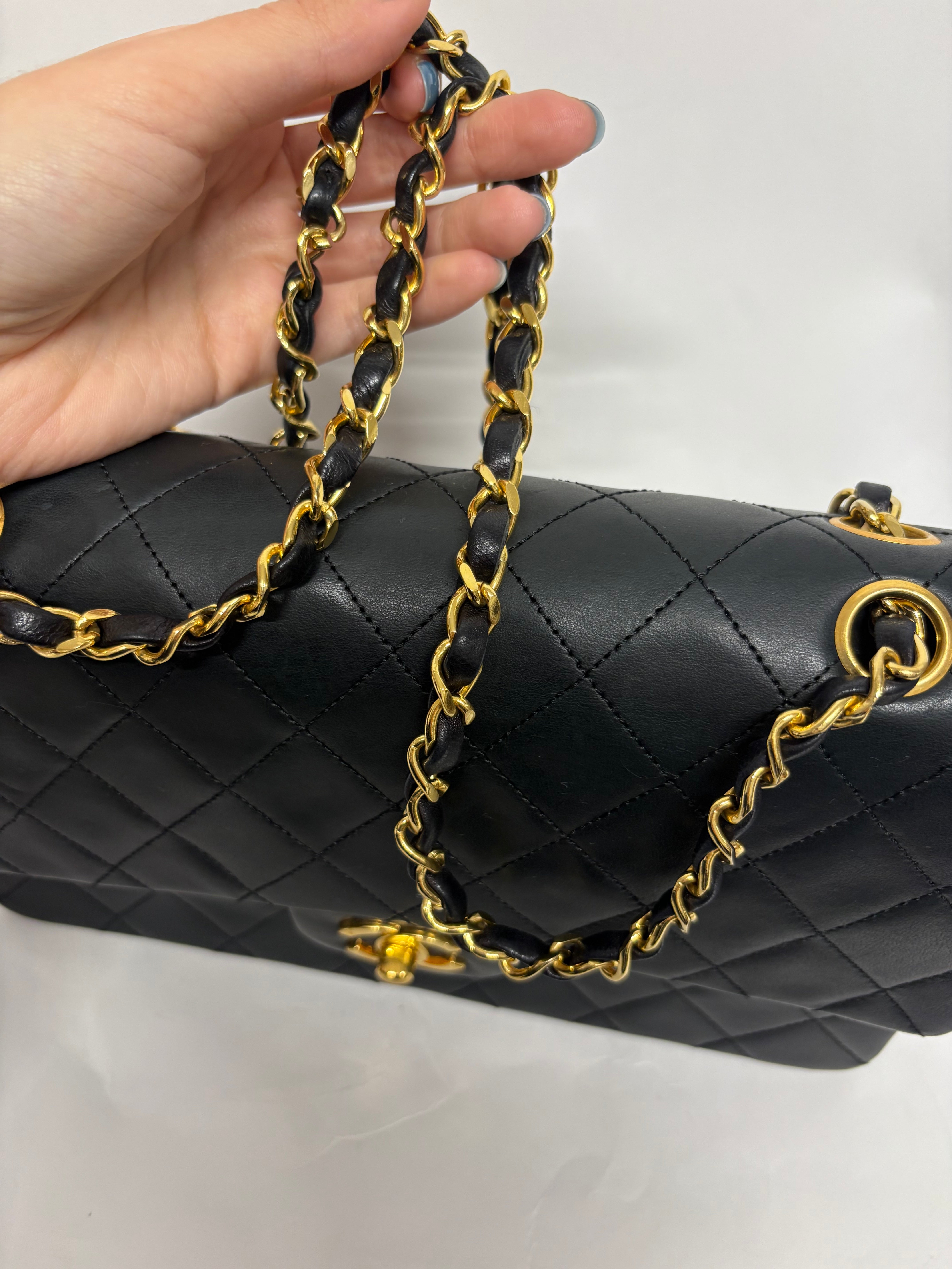 Chanel Timeless Double Flap 25 Lambskin negro serie 0