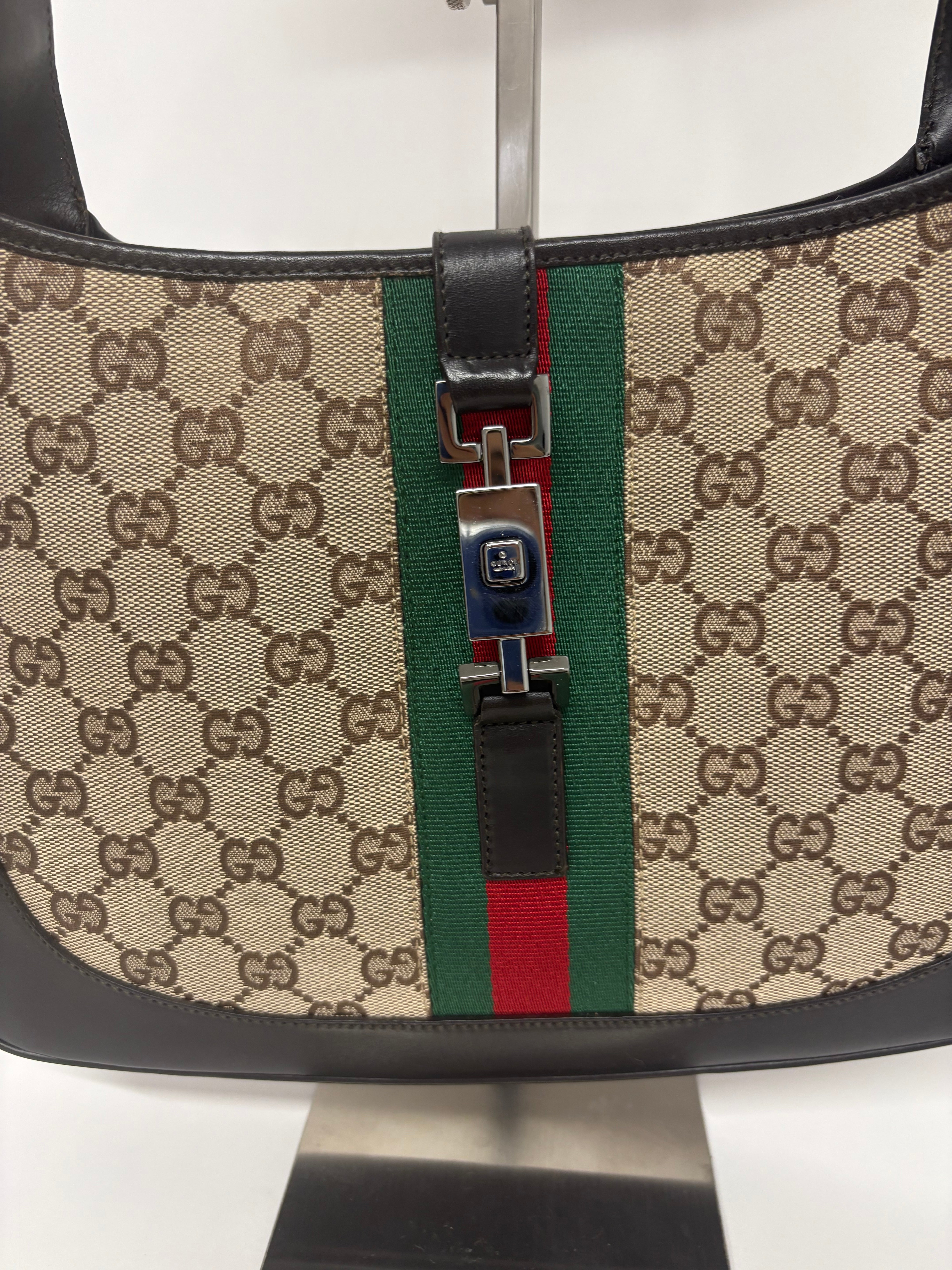 Gucci Jackie GG Canvas clasico mediano Marron Verde/Rojo