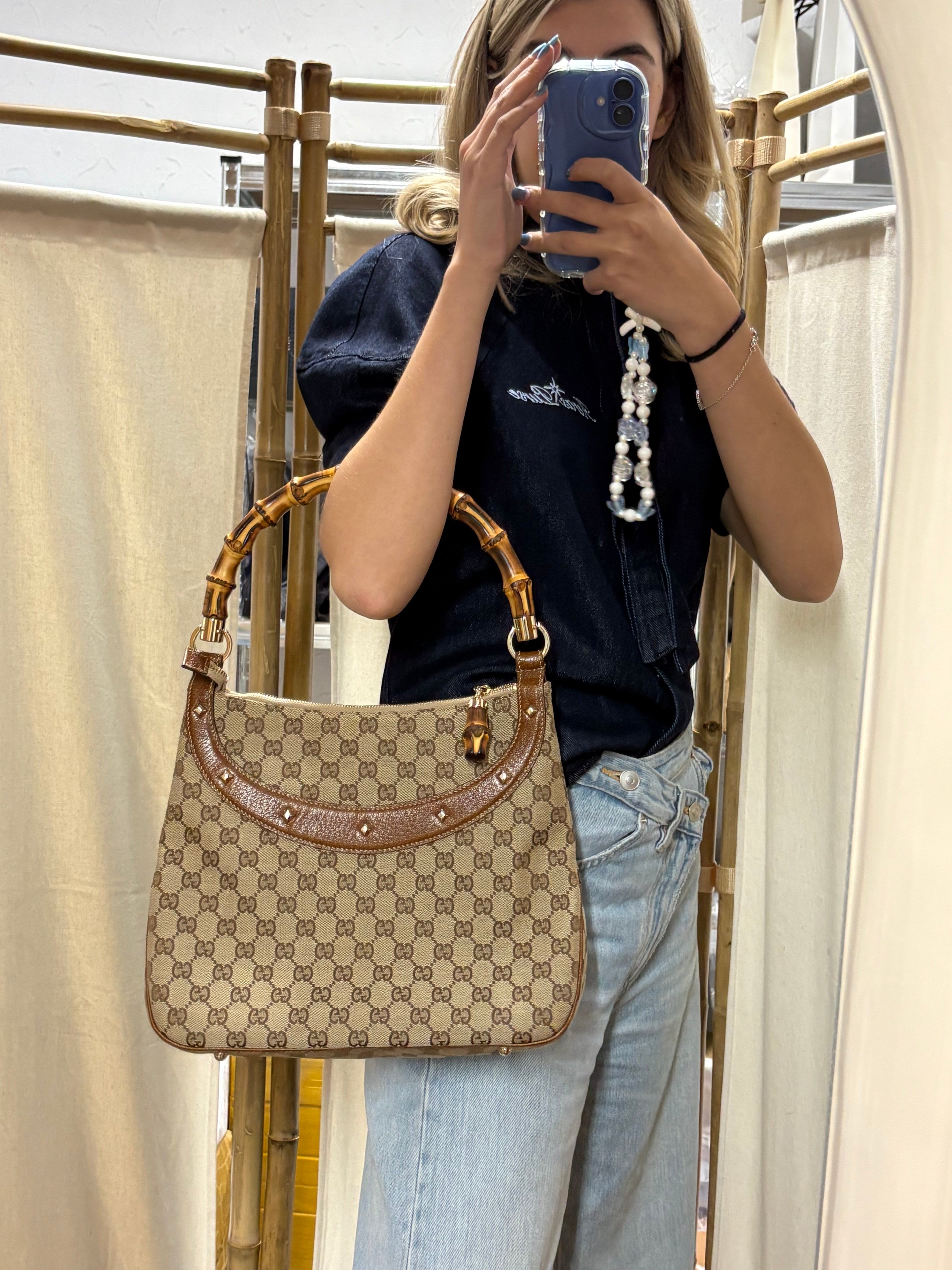 Gucci Bamboo GG Canvas vintage en color marrón