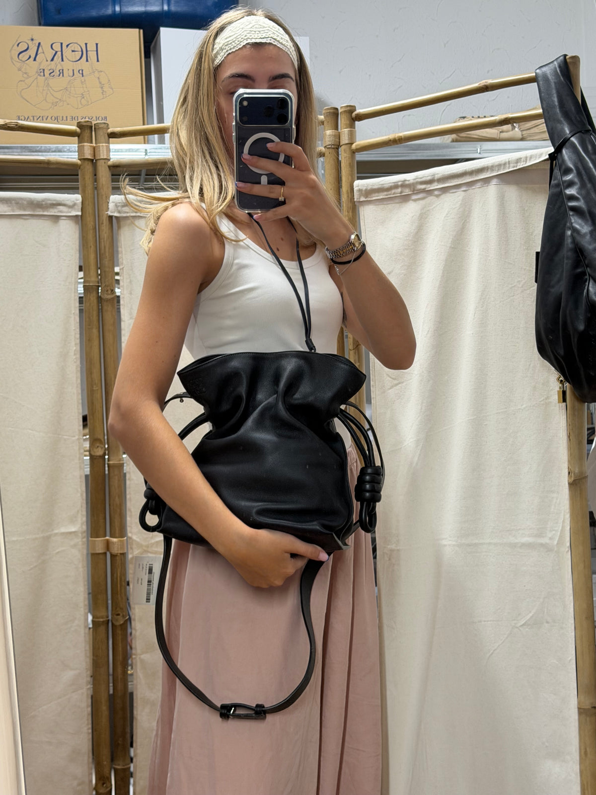 Loewe Flamenco Knot Tote Piel Negra mediana