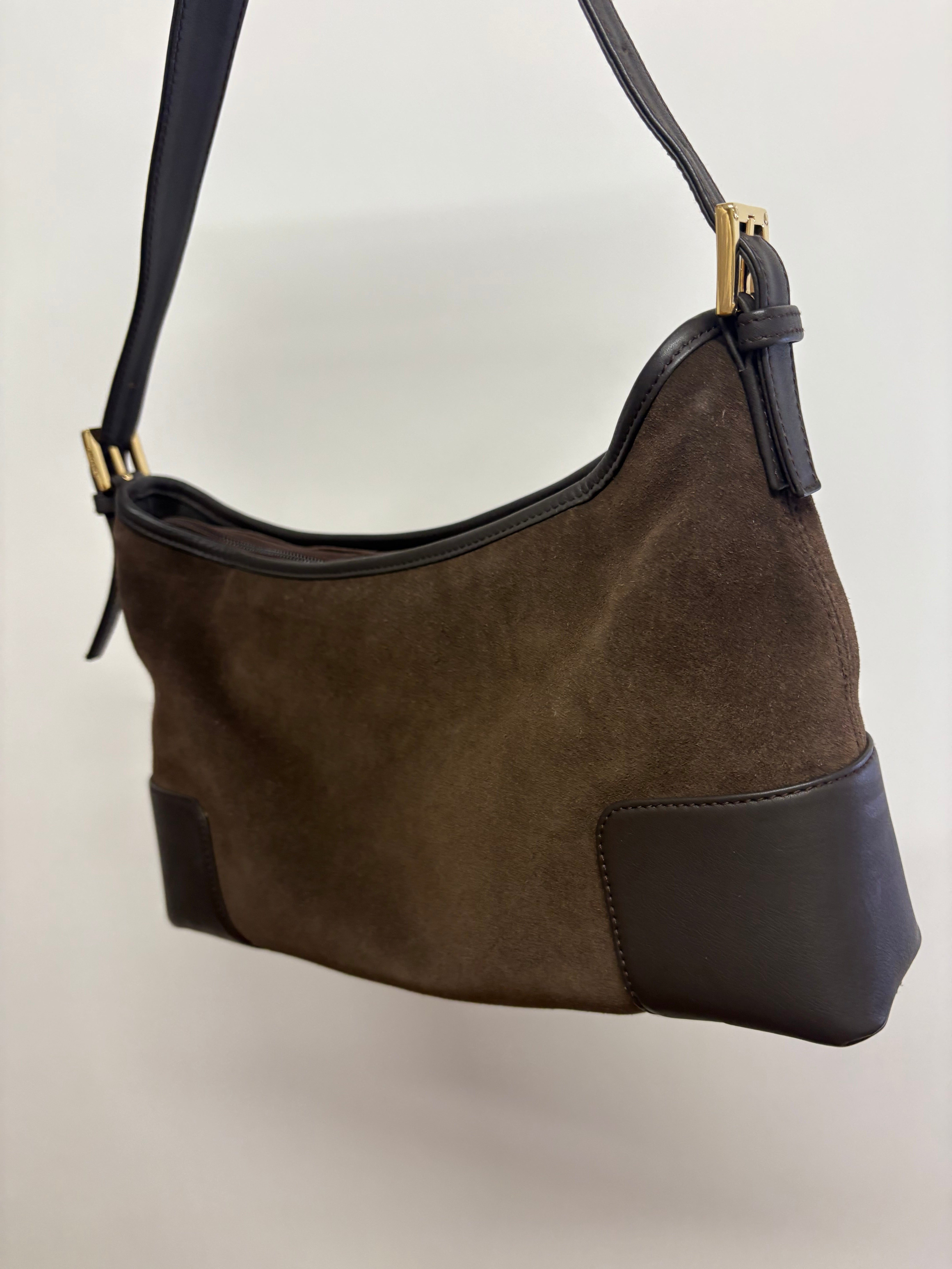 Loewe hobo bag ante y piel marrón oscuro