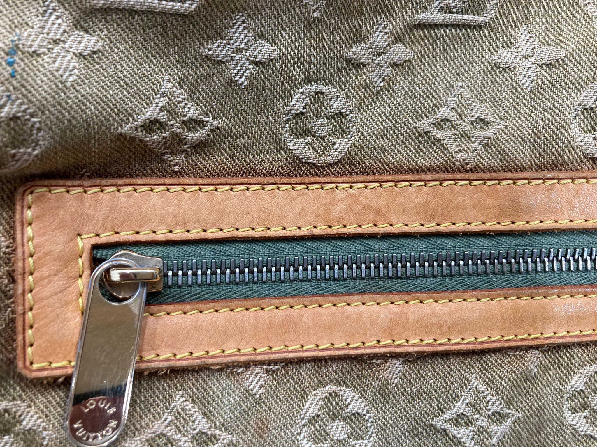 Louis Vuitton denim verde baggy bag