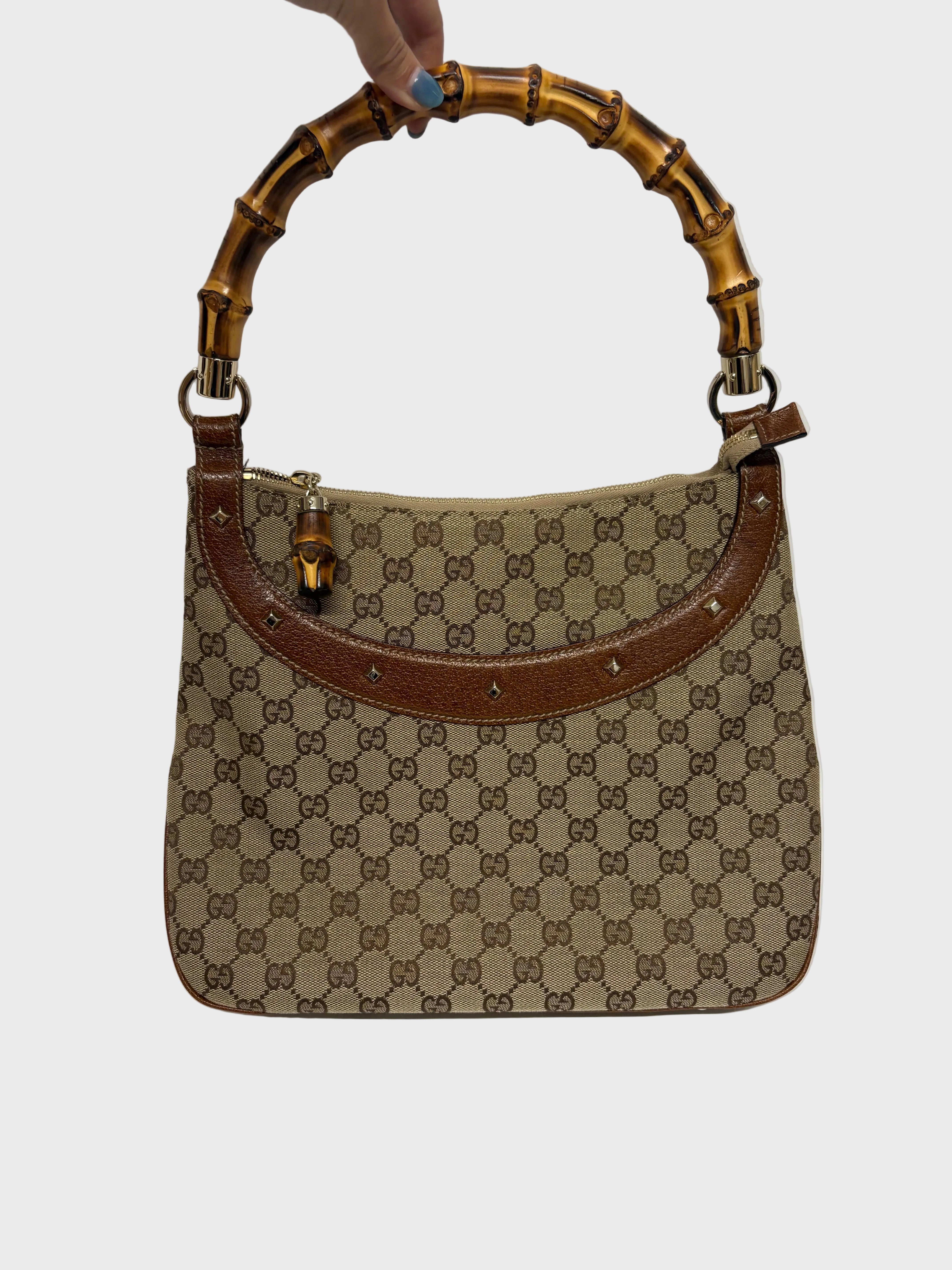 Gucci Bamboo GG Canvas vintage en color marrón