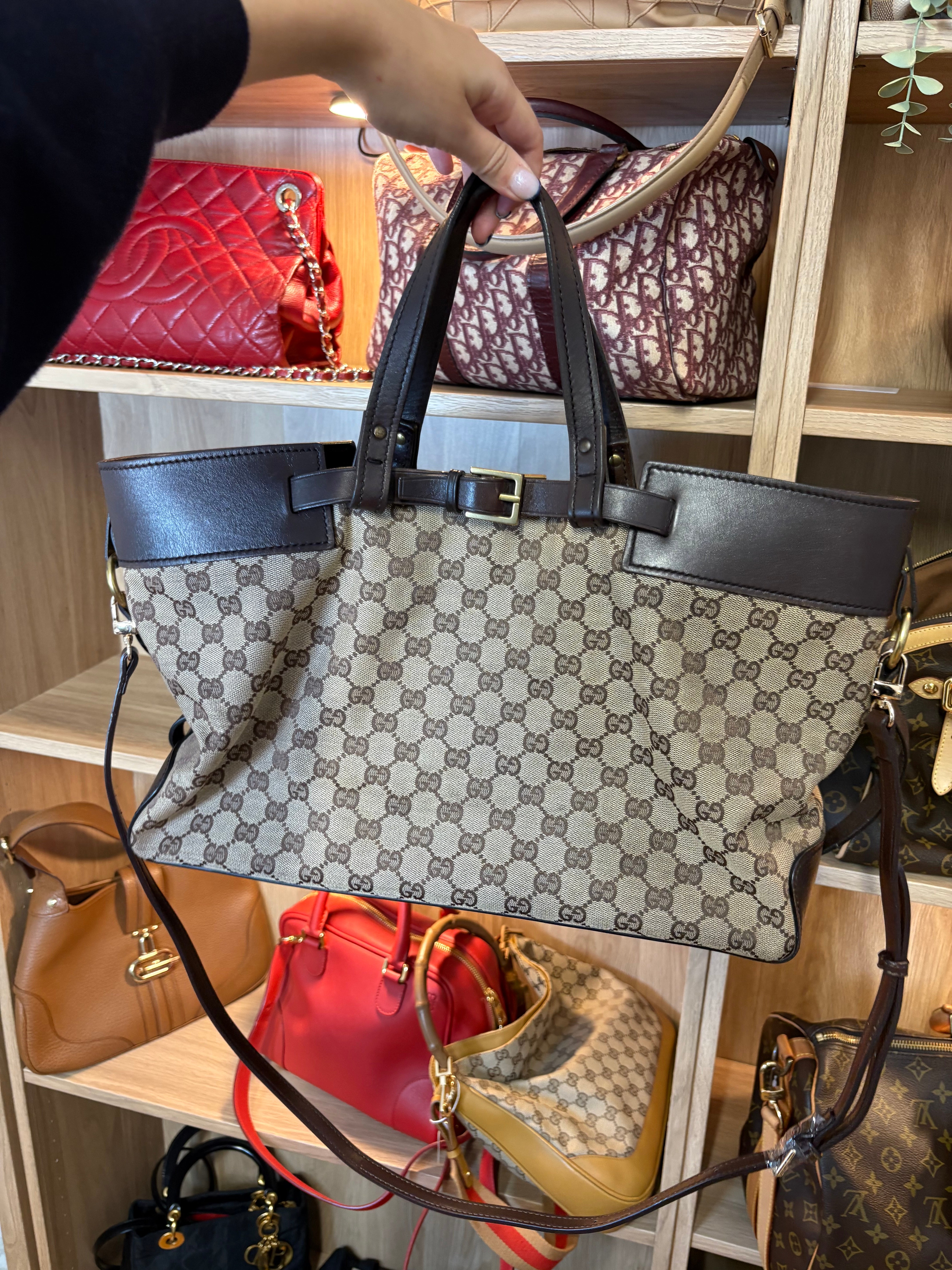 Gucci GG Canvas Belt Tote Shopper con hebilla