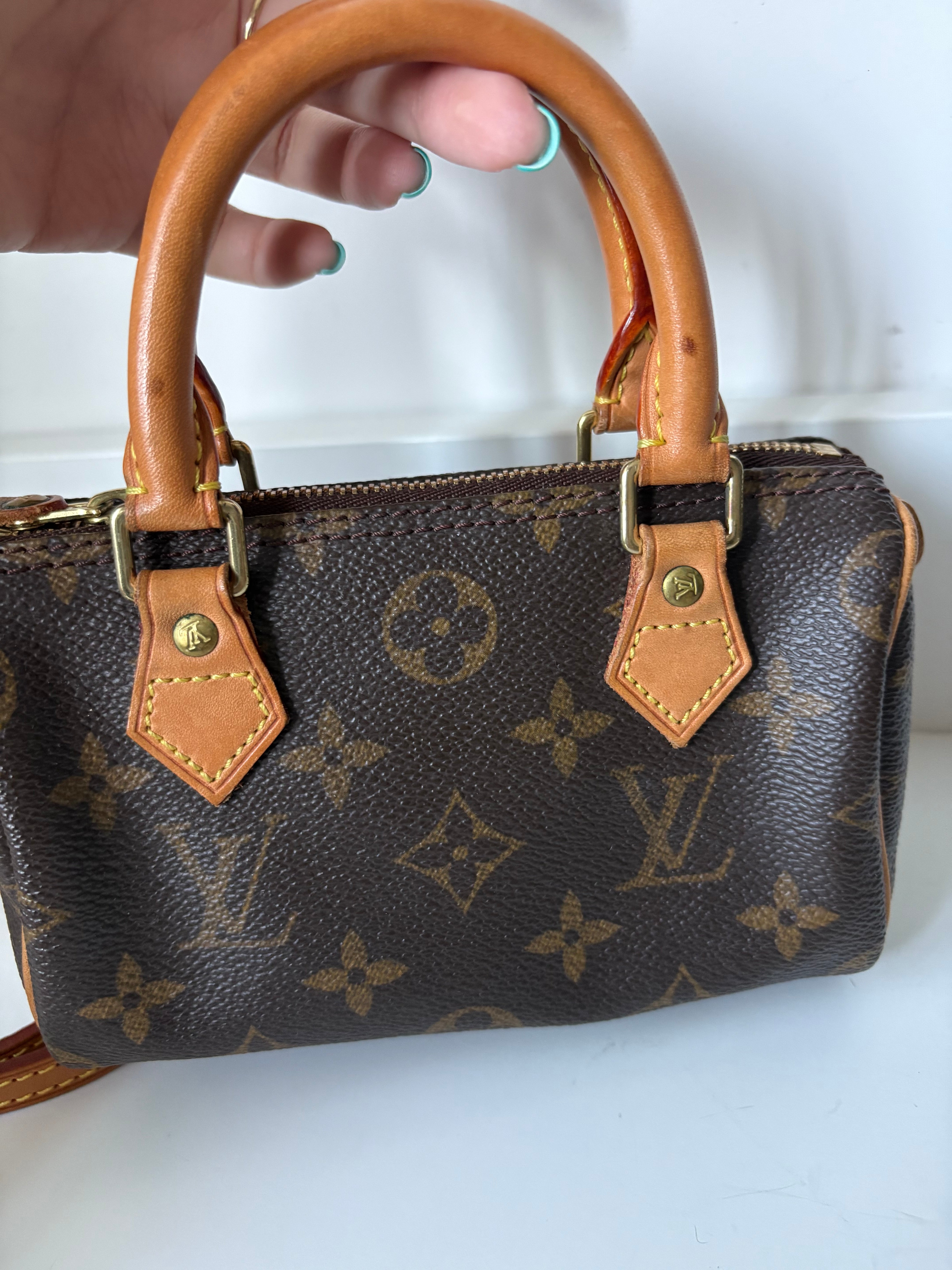 Louis Vuitton Nano Speedy Canvas monogram con correa
