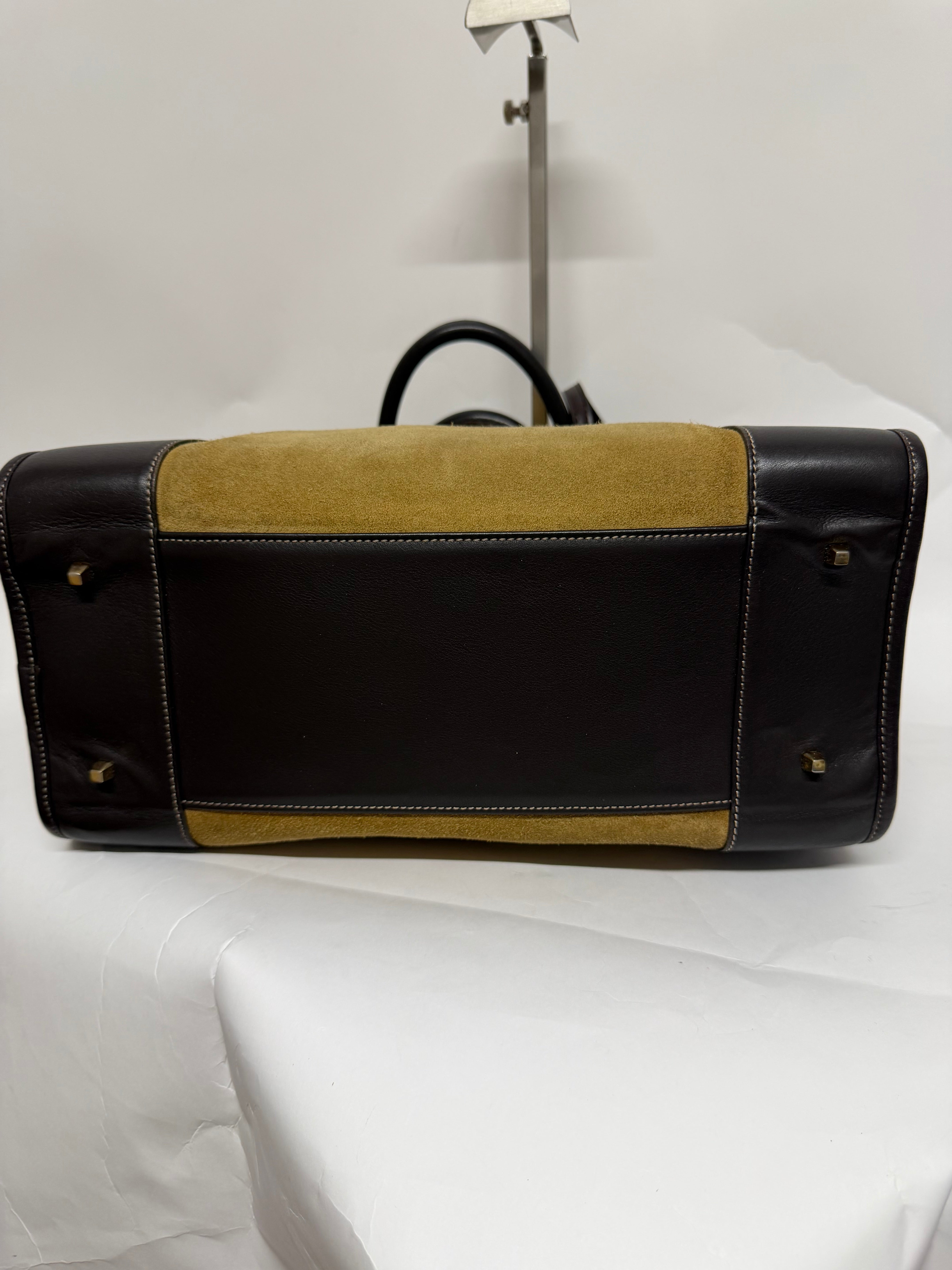 Loewe Amazona 32 Ante Oro y Piel Marrón
