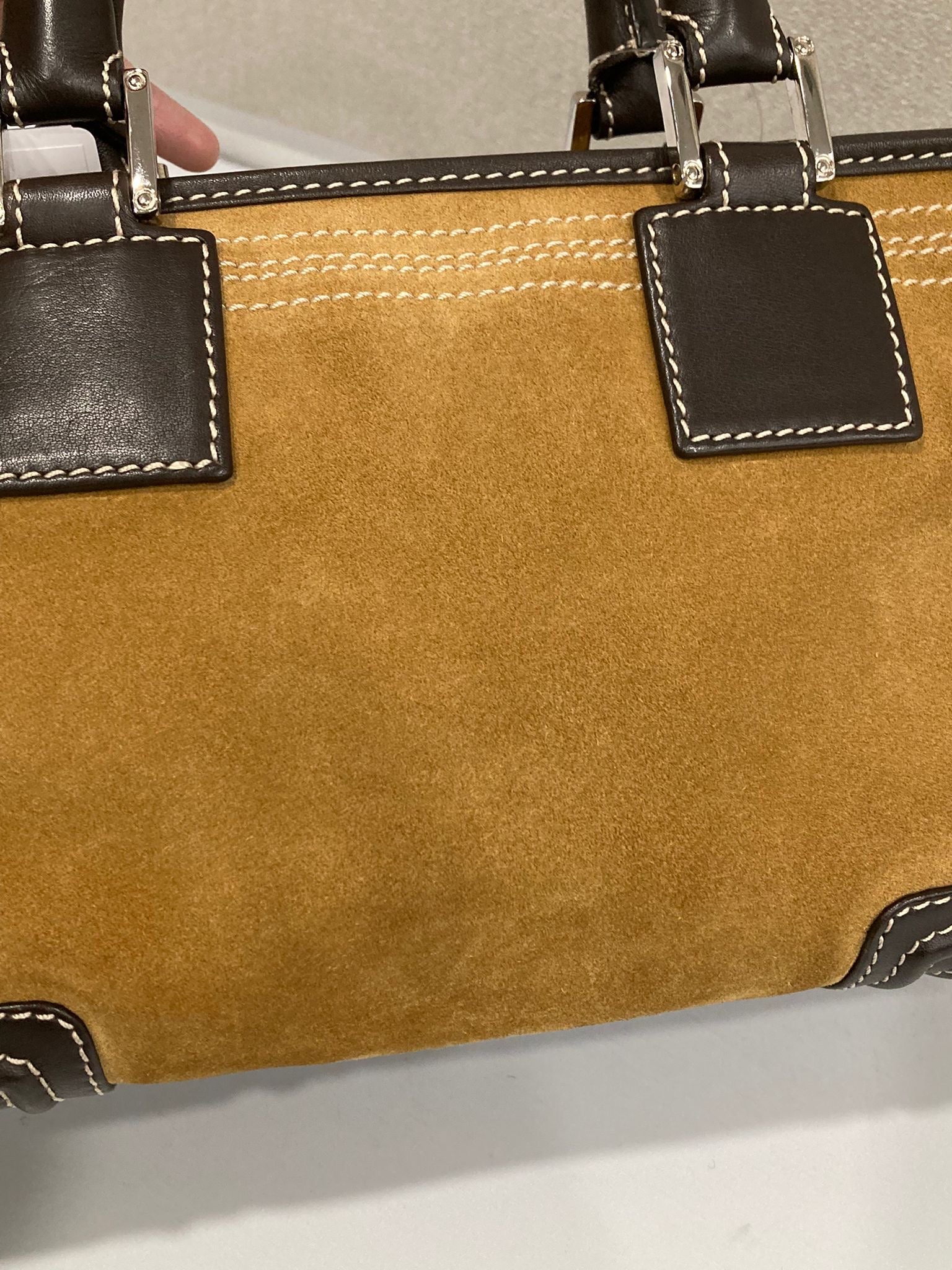 Loewe Amazona 28 Ante oro y Piel Camel/Marrón