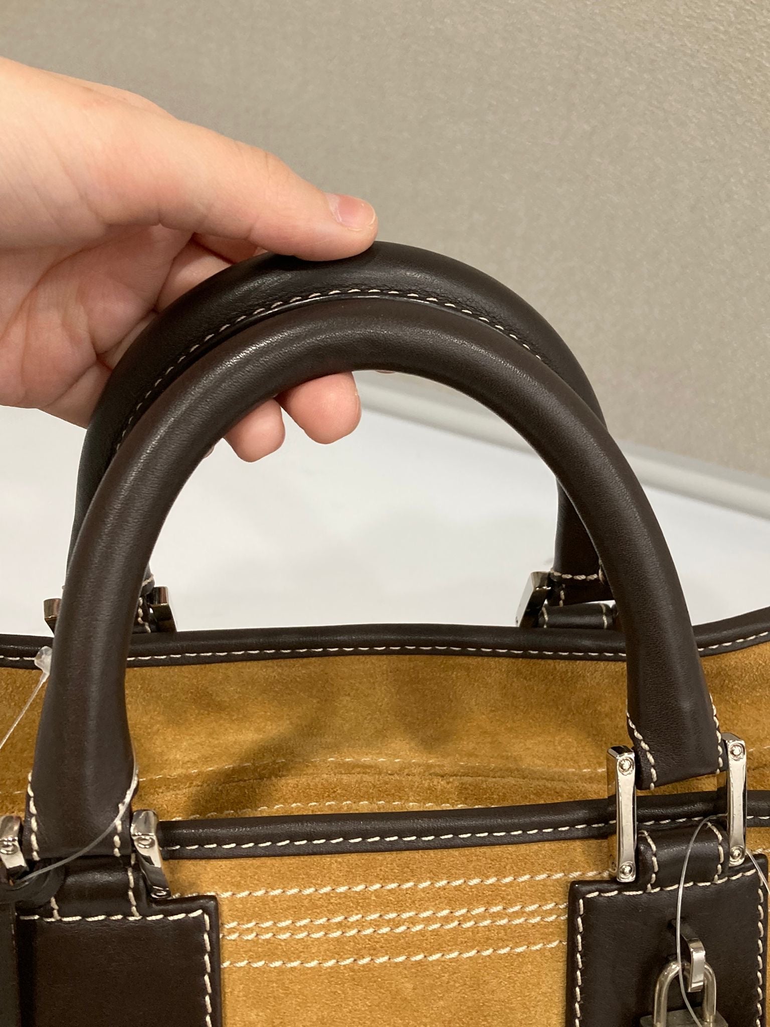 Loewe Amazona 28 Ante oro y Piel Camel/Marrón