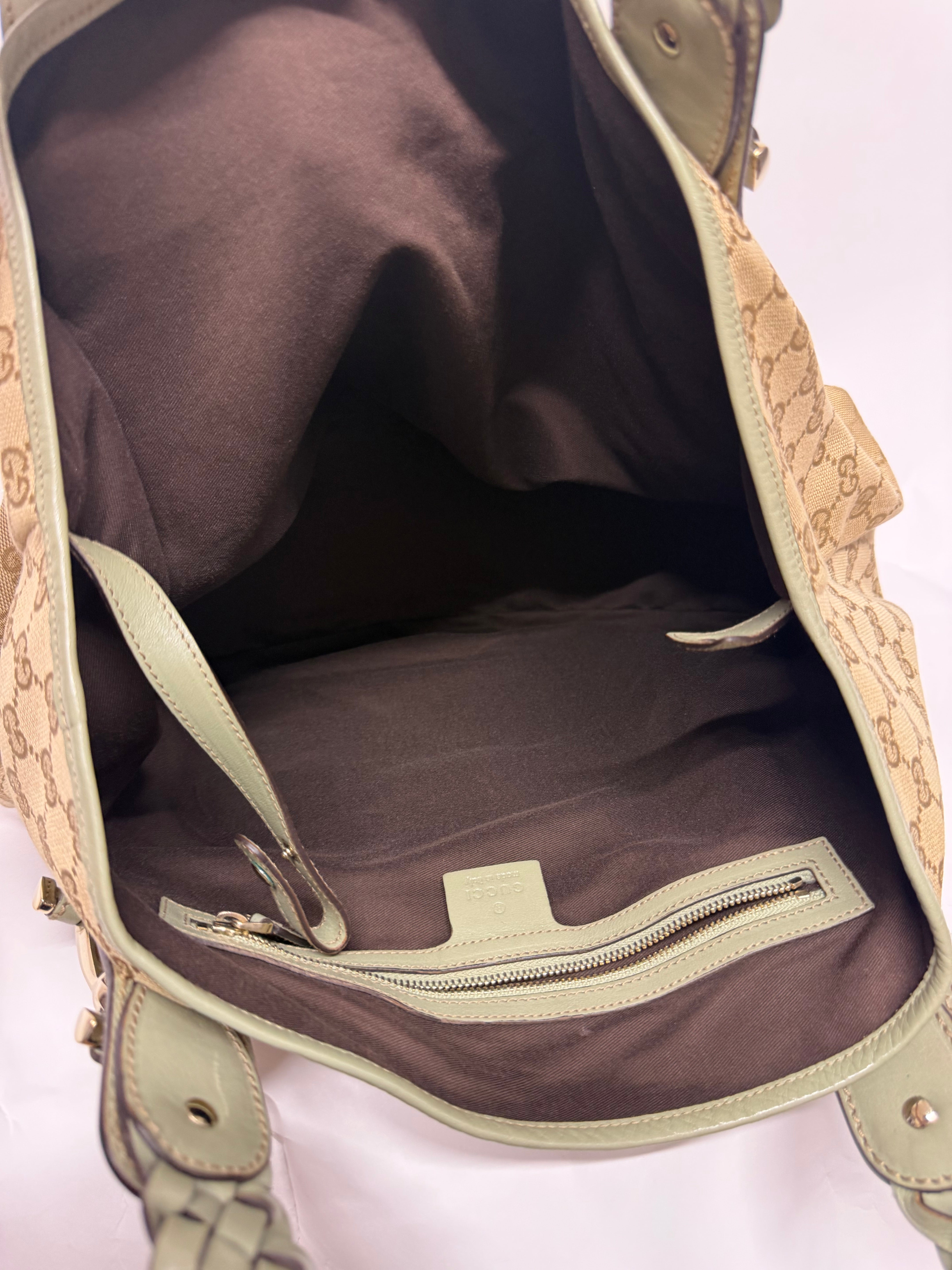 Gucci Pelham Horsebit GG Canvas Beige y Verde