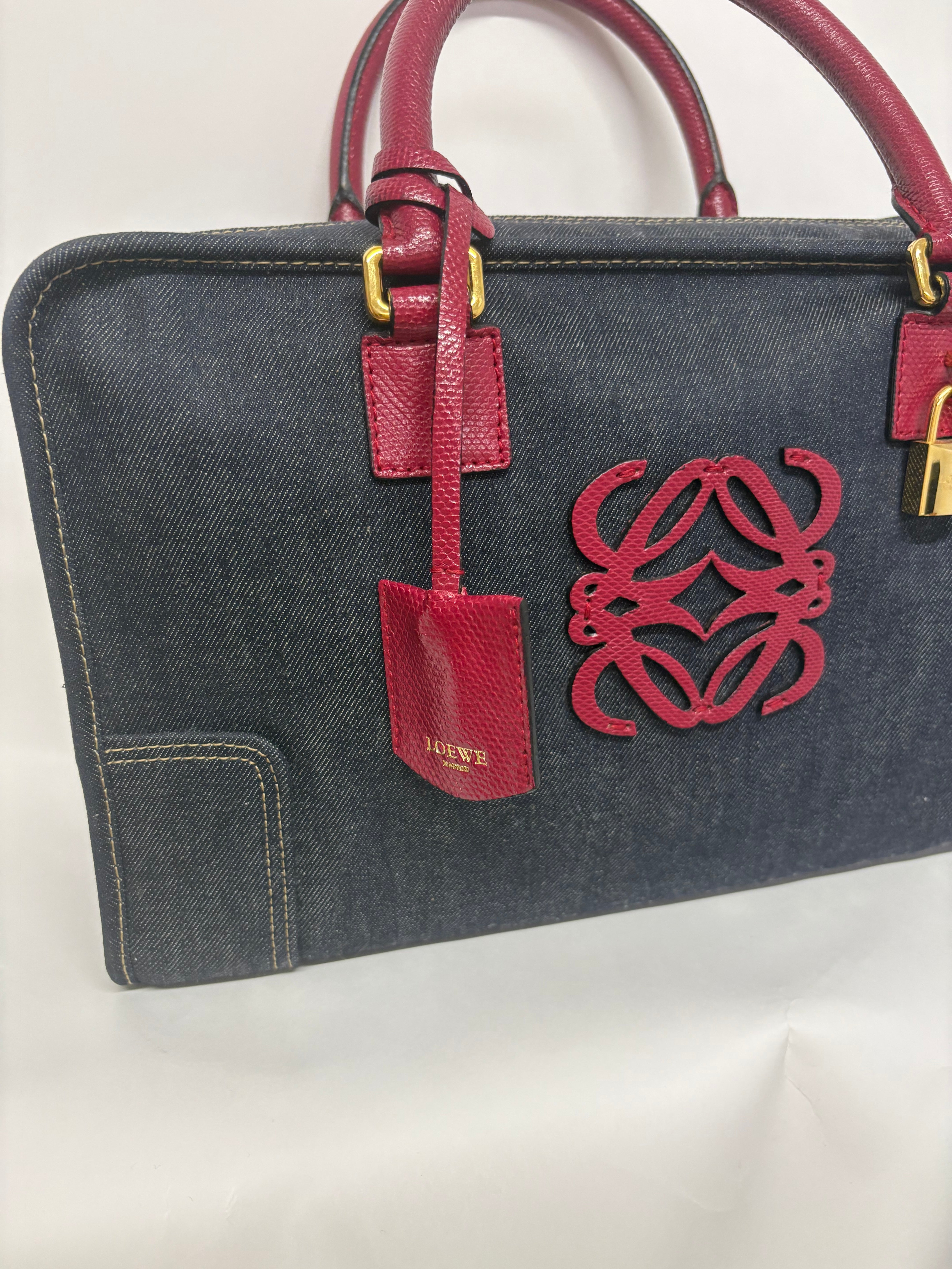 Loewe amazona 35 denim azul y rosa
