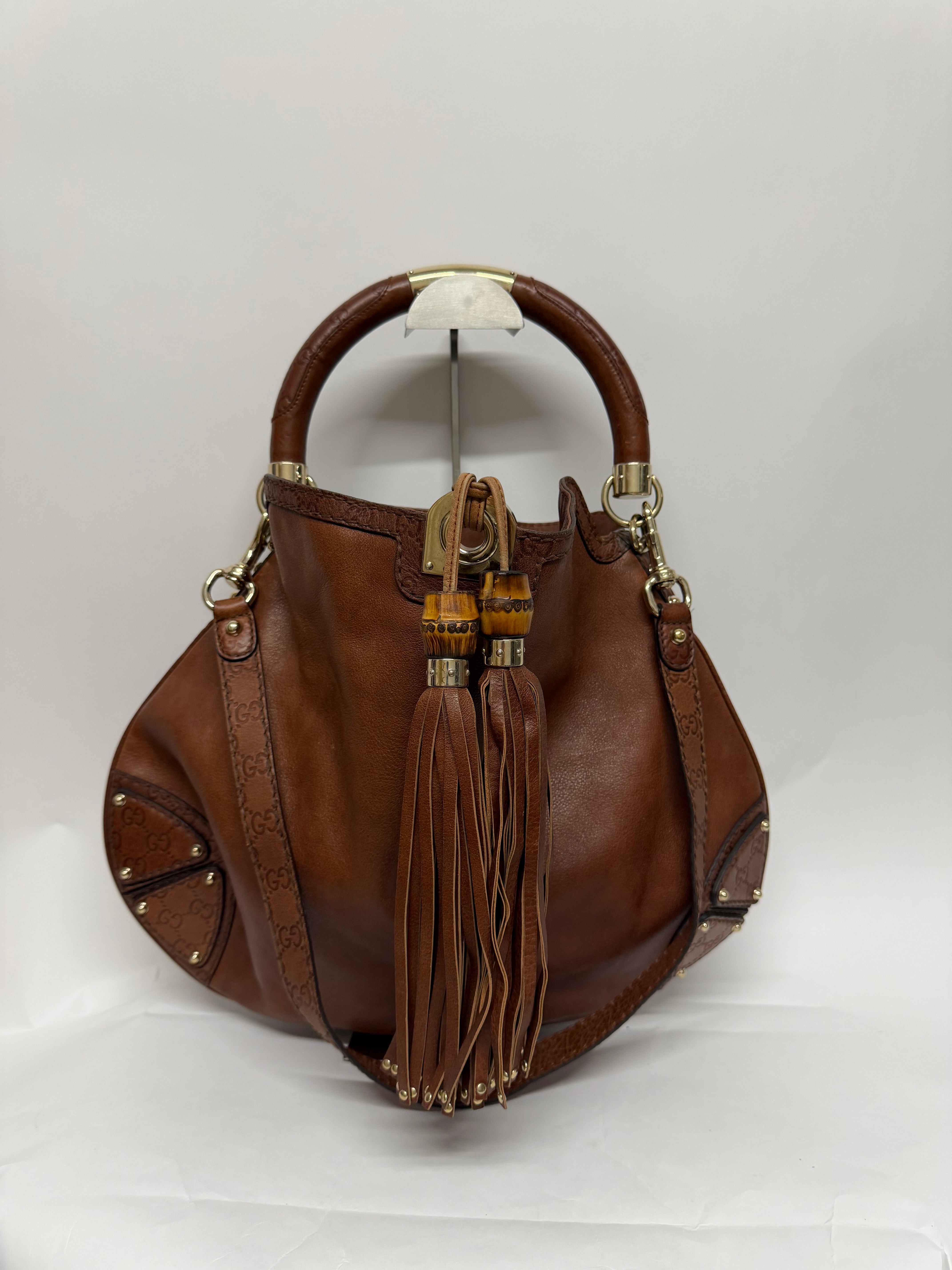Gucci Indy Satchel Guccissima con Bambú XL
