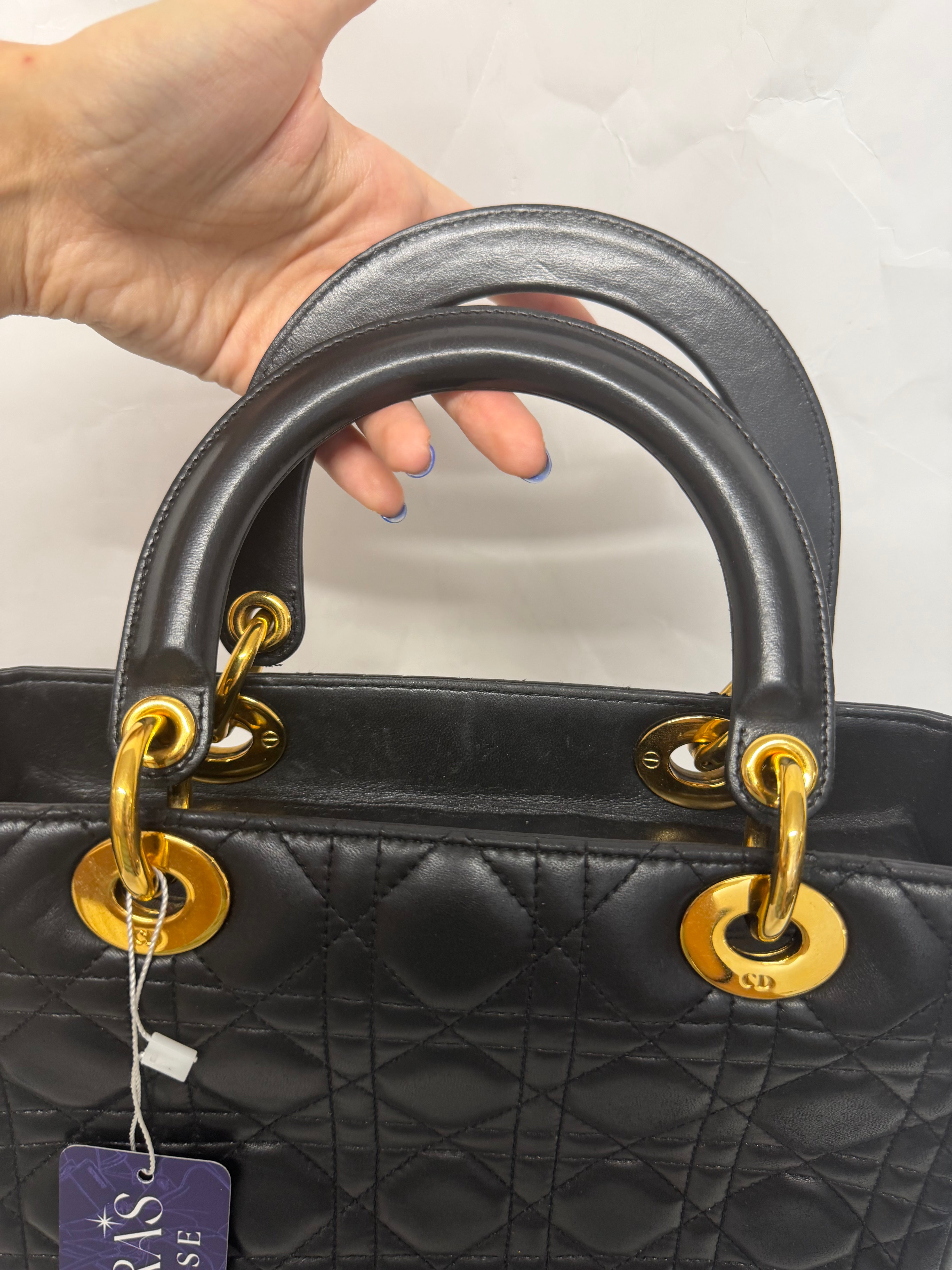 Christian Dior Lady Dior Medium | Lambskin Negro Gold