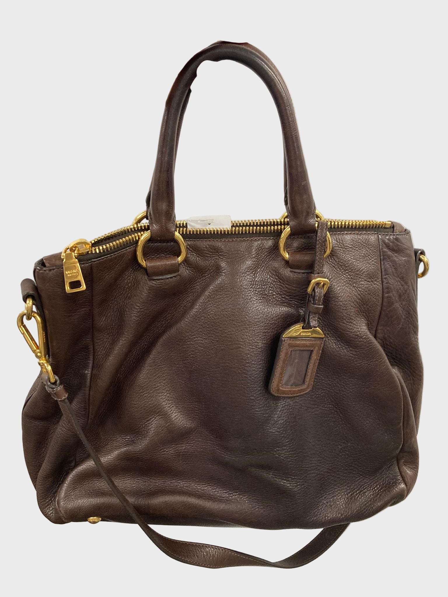 Prada 2Way Tote Bag en piel marrón chocolate