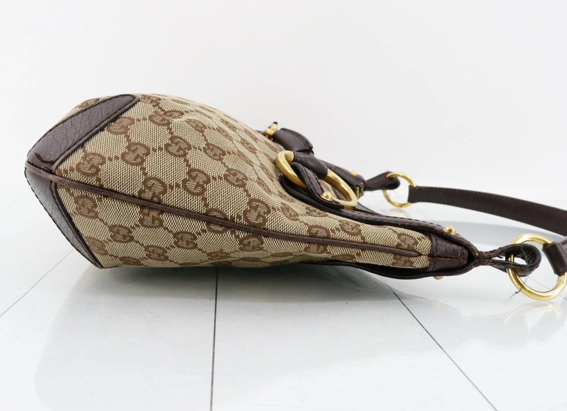 Gucci GG Canvas Horsebit Semi-Shoulder Bag