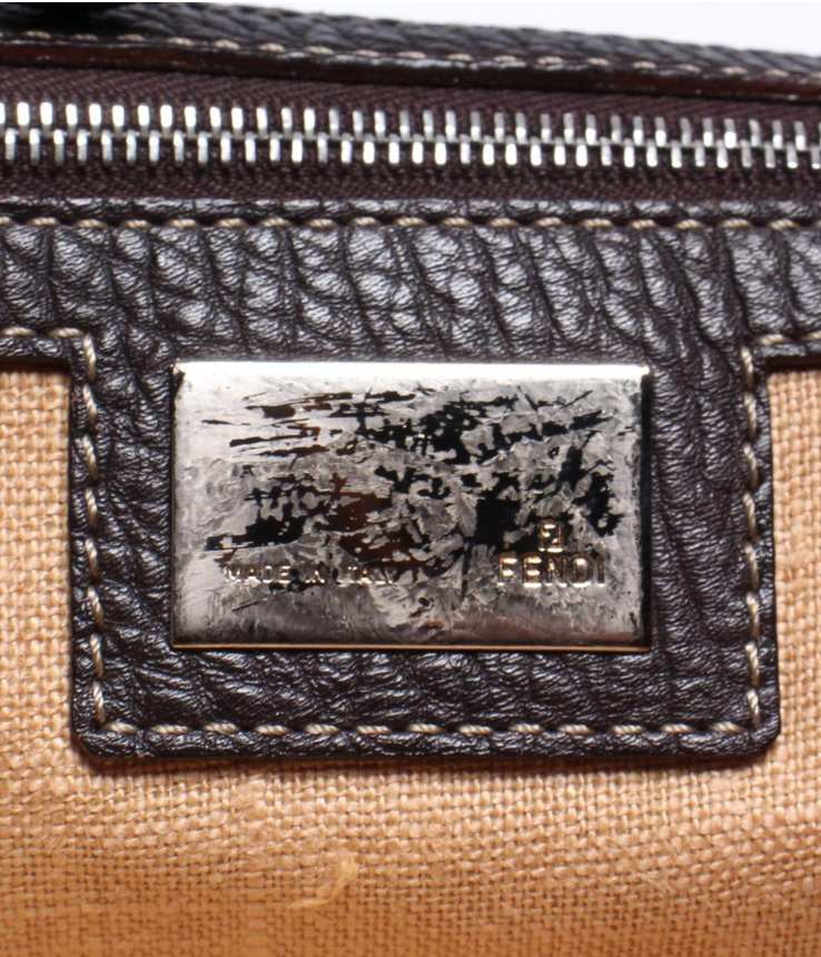 Fendi Zucca con solapa y asas de cuero vintage