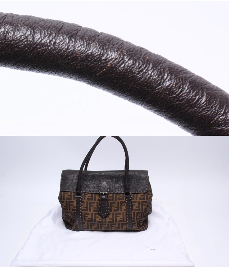 Fendi Zucca con solapa y asas de cuero vintage