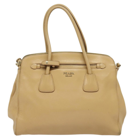 Prada tote bag en piel beige con bandolera