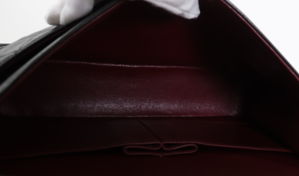 Chanel timeless 25 double flap lambskin negro – serie 4