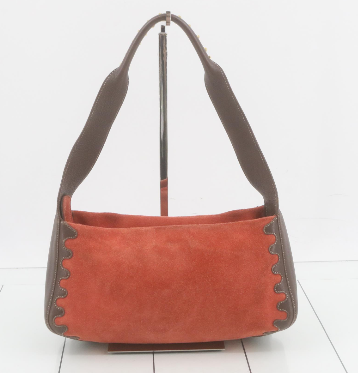 Loewe Bolso de hombro en ante color rojo teja en ante y piel marrón