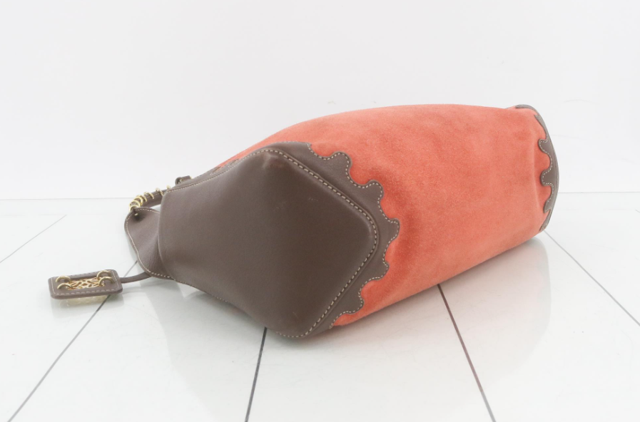 Loewe Bolso de hombro en ante color rojo teja en ante y piel marrón