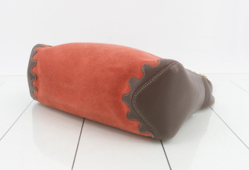 Loewe Bolso de hombro en ante color rojo teja en ante y piel marrón