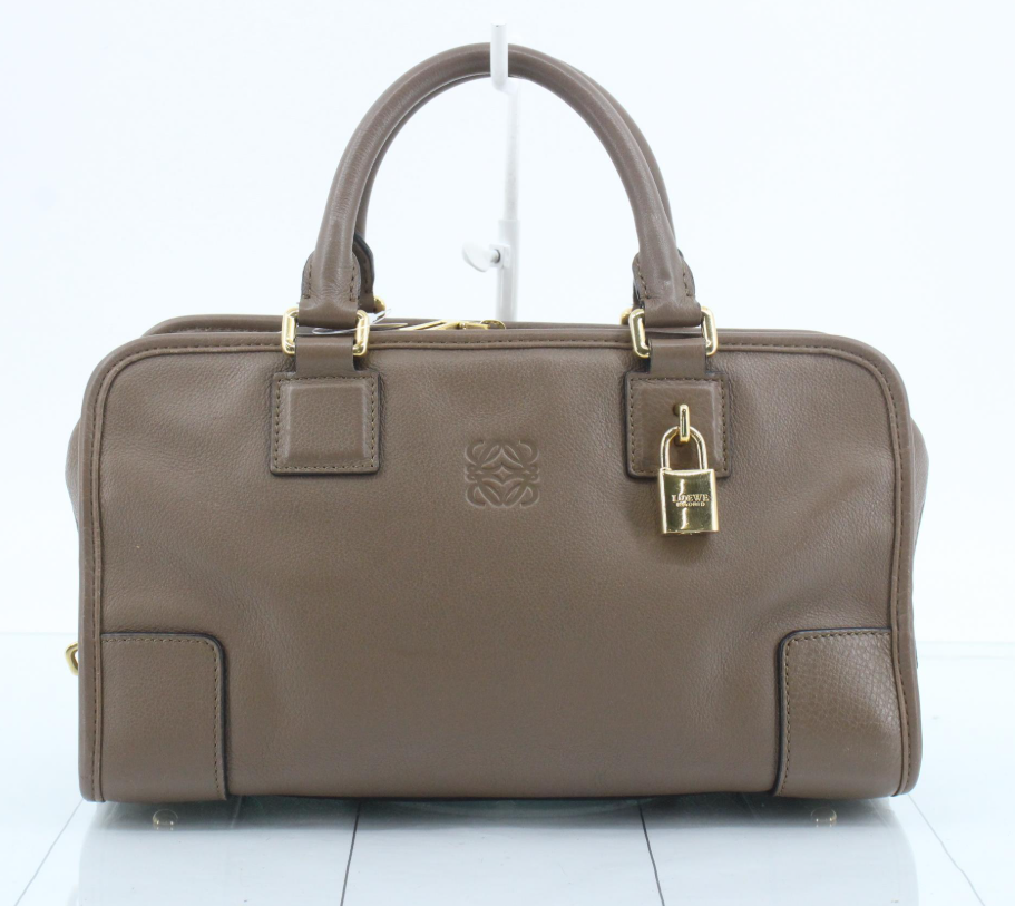 Loewe amazona 30 pequeño piel marrón topo con bandolera extra roja