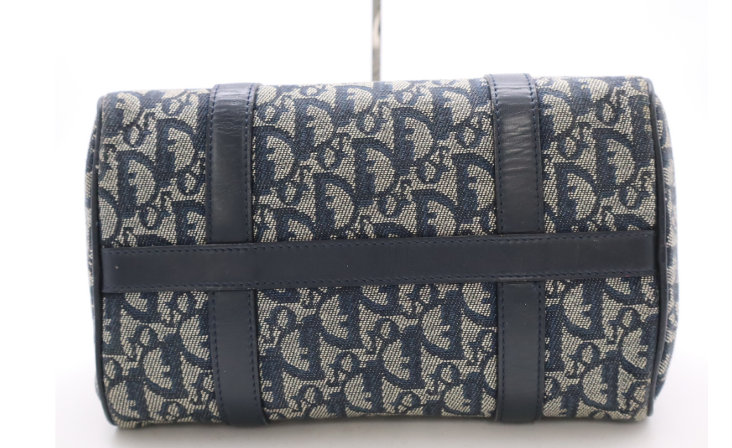 Christian Dior Trotter Bowling Handbag en Lona y Piel Azul Marino