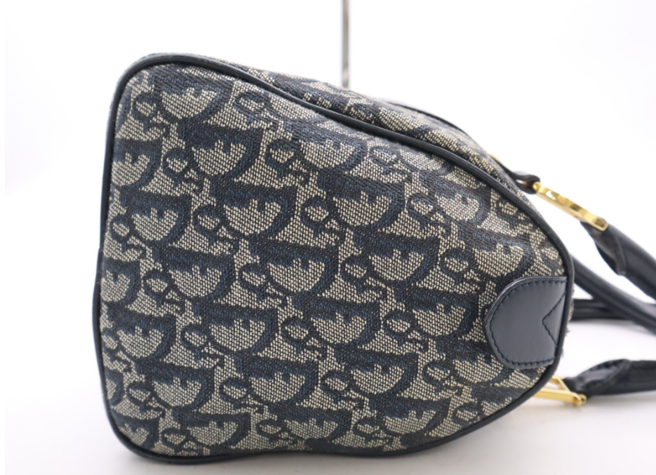 Christian Dior Trotter Bowling Handbag en Lona y Piel Azul Marino