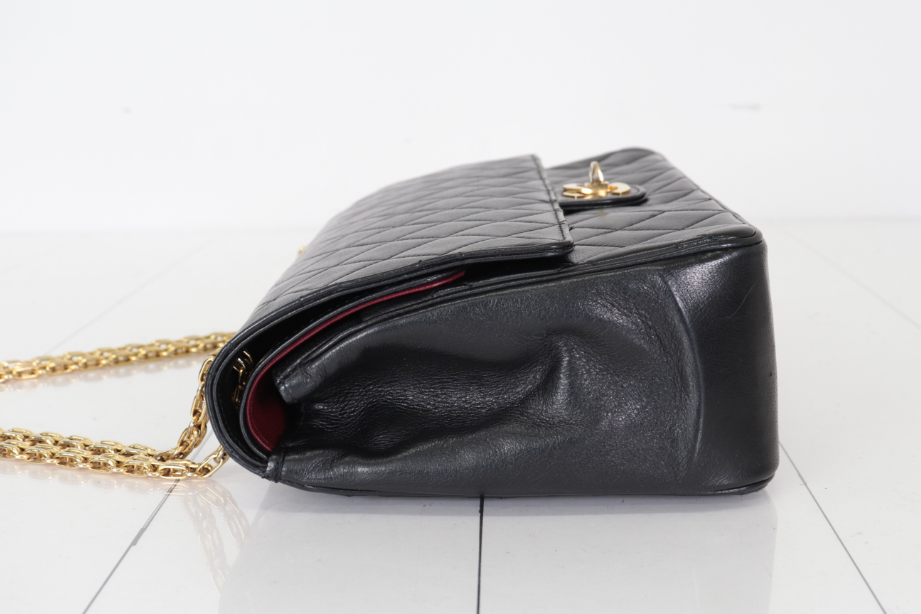 Chanel Timeless Double Flap piel de cordero negra – cadena dorada 2.55 - 24k