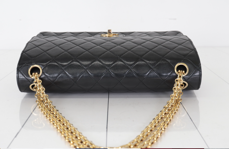 Chanel Timeless Double Flap piel de cordero negra – cadena dorada 2.55 - 24k
