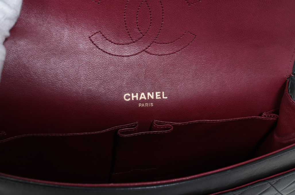 Chanel Timeless Double Flap piel de cordero negra – cadena dorada 2.55 - 24k