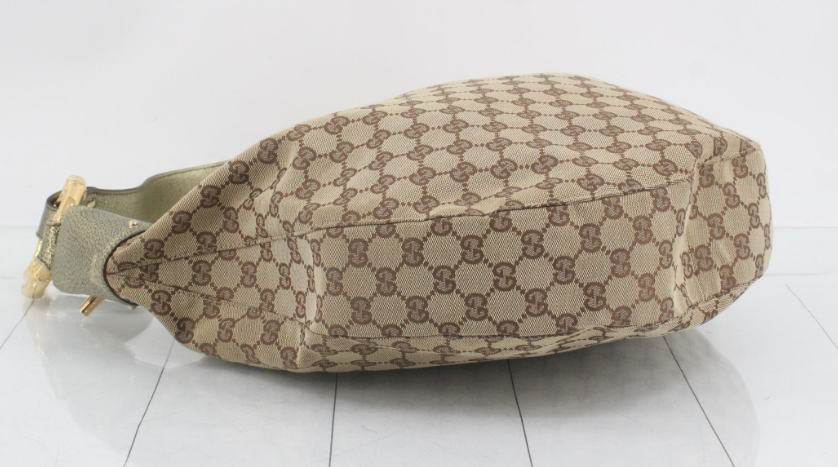 Gucci Bamboo ring  GG Canvas con Metal verde metalizado