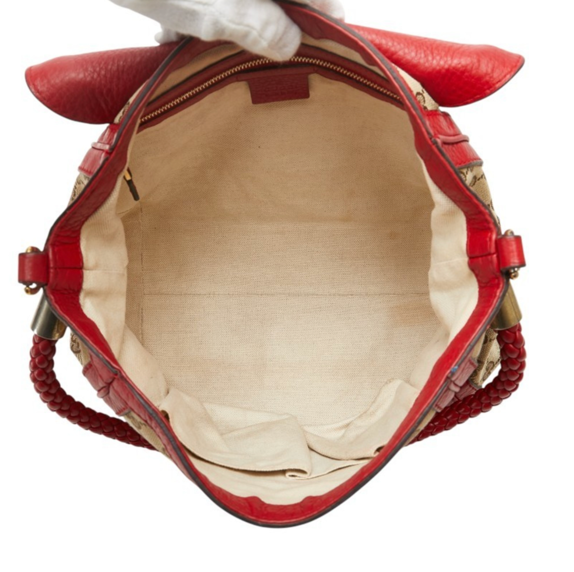 Gucci Bella en canvas beige con detalles rojos