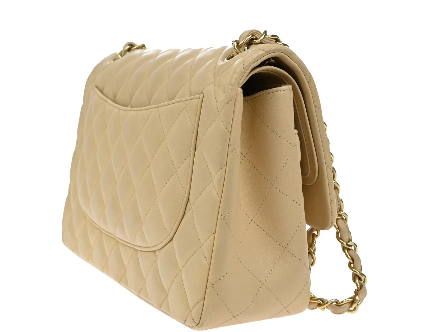 Chanel Timeless Classic Flap mediano en piel beige
