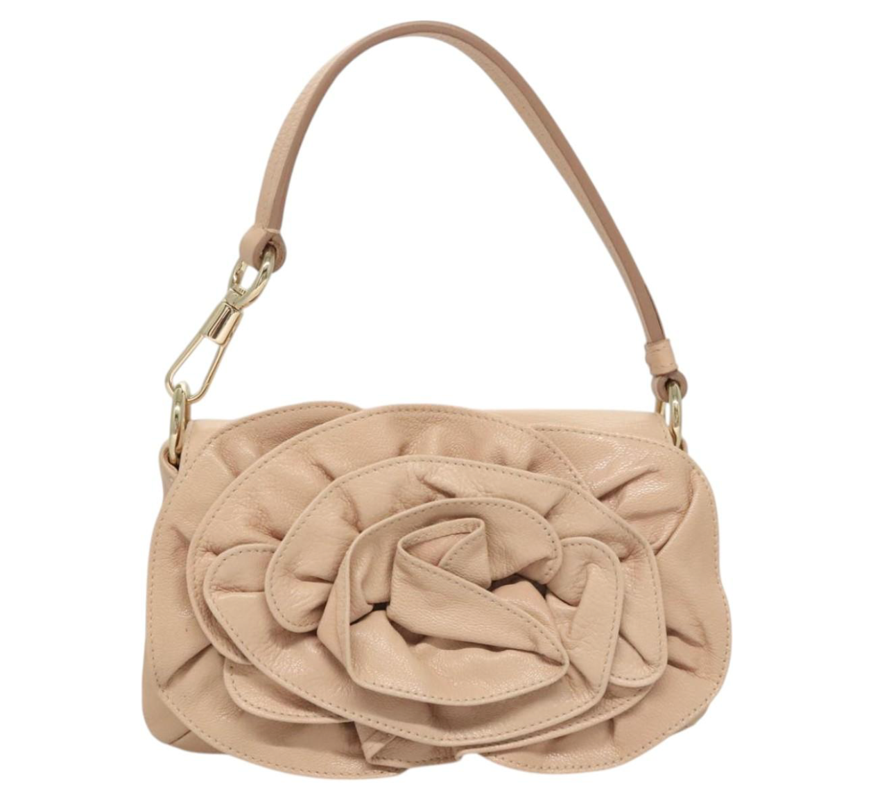 Clutch Yves Saint Laurent beige rosado en piel