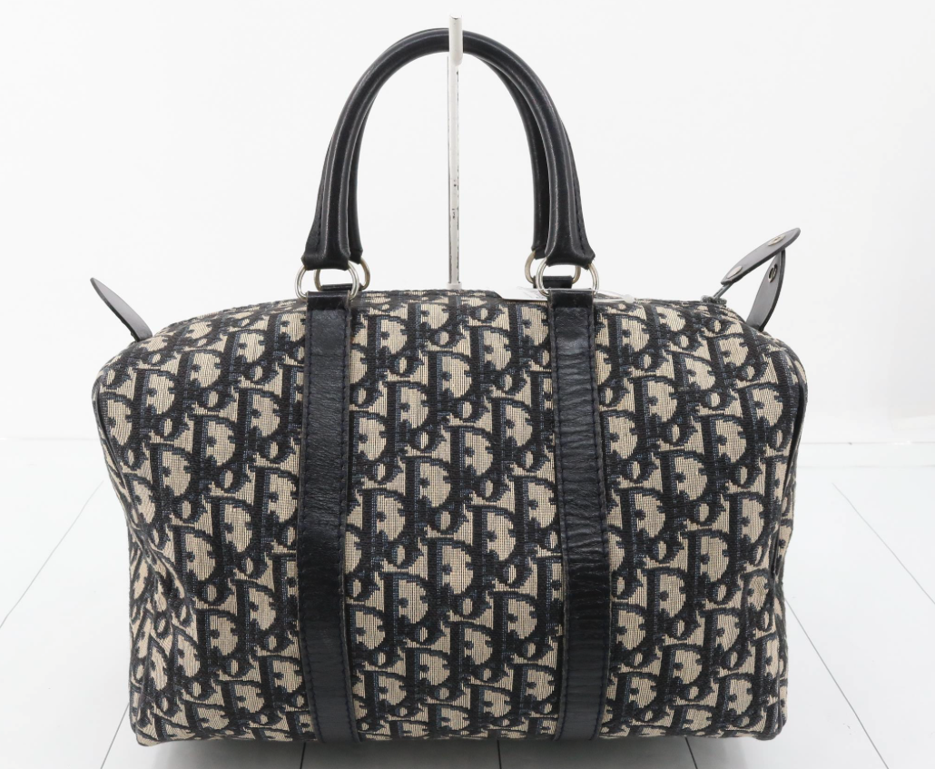 Christian Dior Trotter Boston Bag en canvas monogram azul y cuero