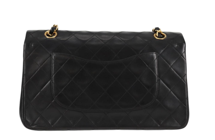 Chanel Timeless Doble Flap 25 cm en piel de cordero negra