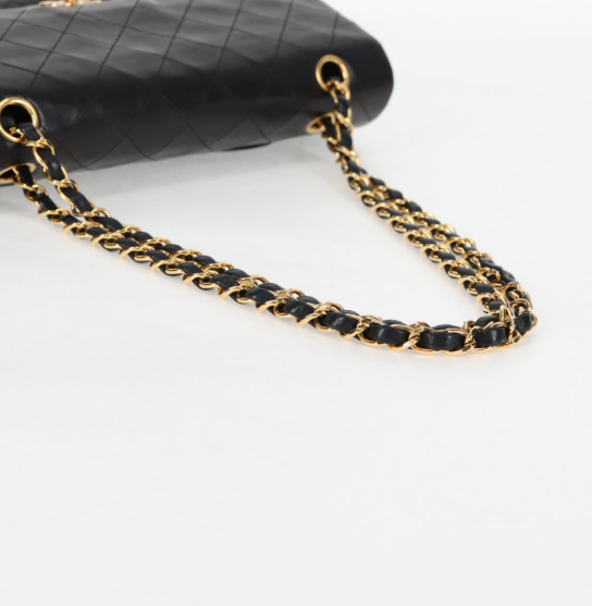 Chanel Timeless Doble Flap 25 cm en piel de cordero negra