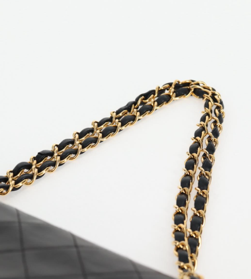 Chanel Timeless Doble Flap 25 cm en piel de cordero negra