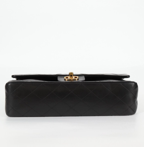 Chanel Timeless Doble Flap 25 cm en piel de cordero negra